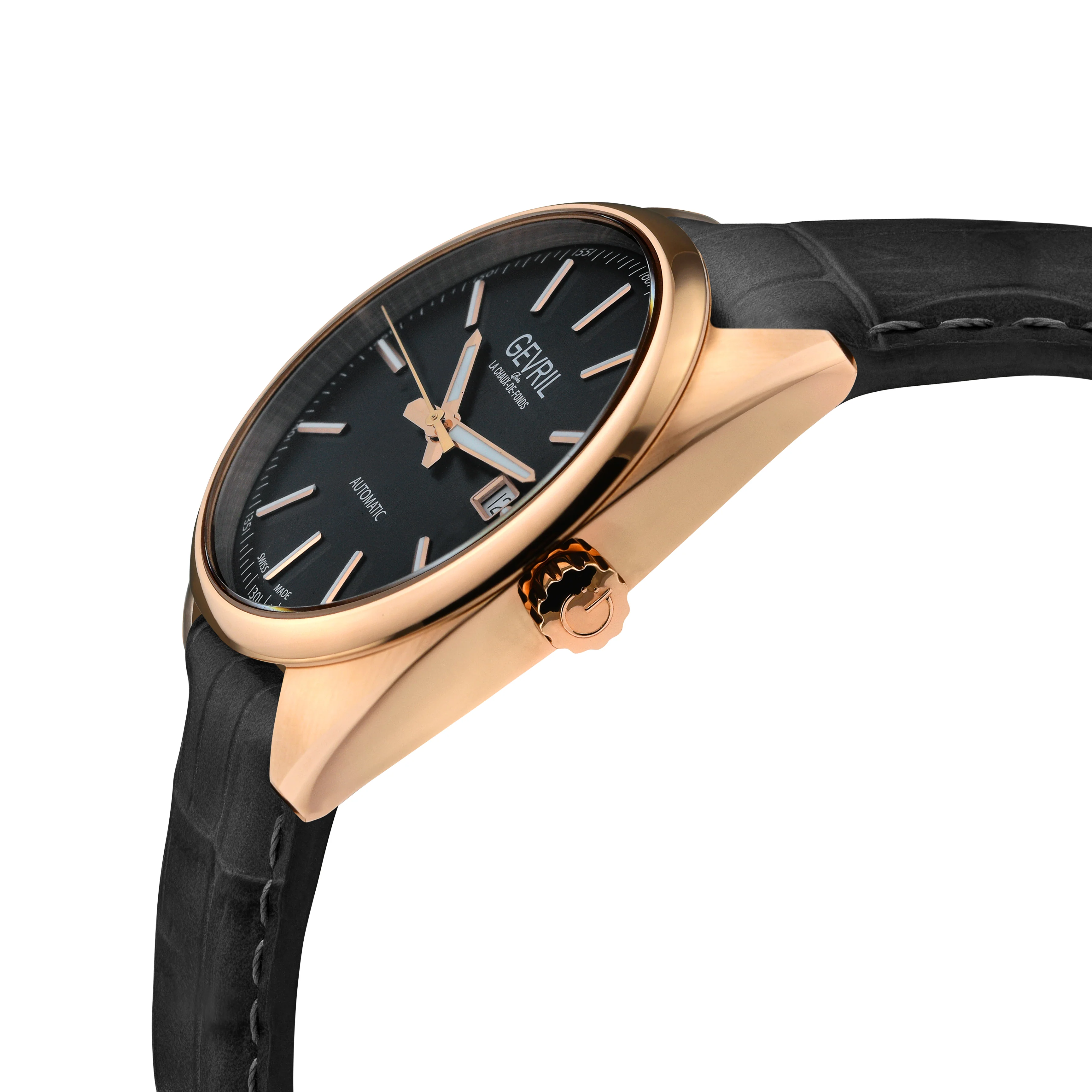 Five Points Gevril Selita SW200 Swiss Made Five Points Watch Italian Black Leather | Black Dial - Image 2