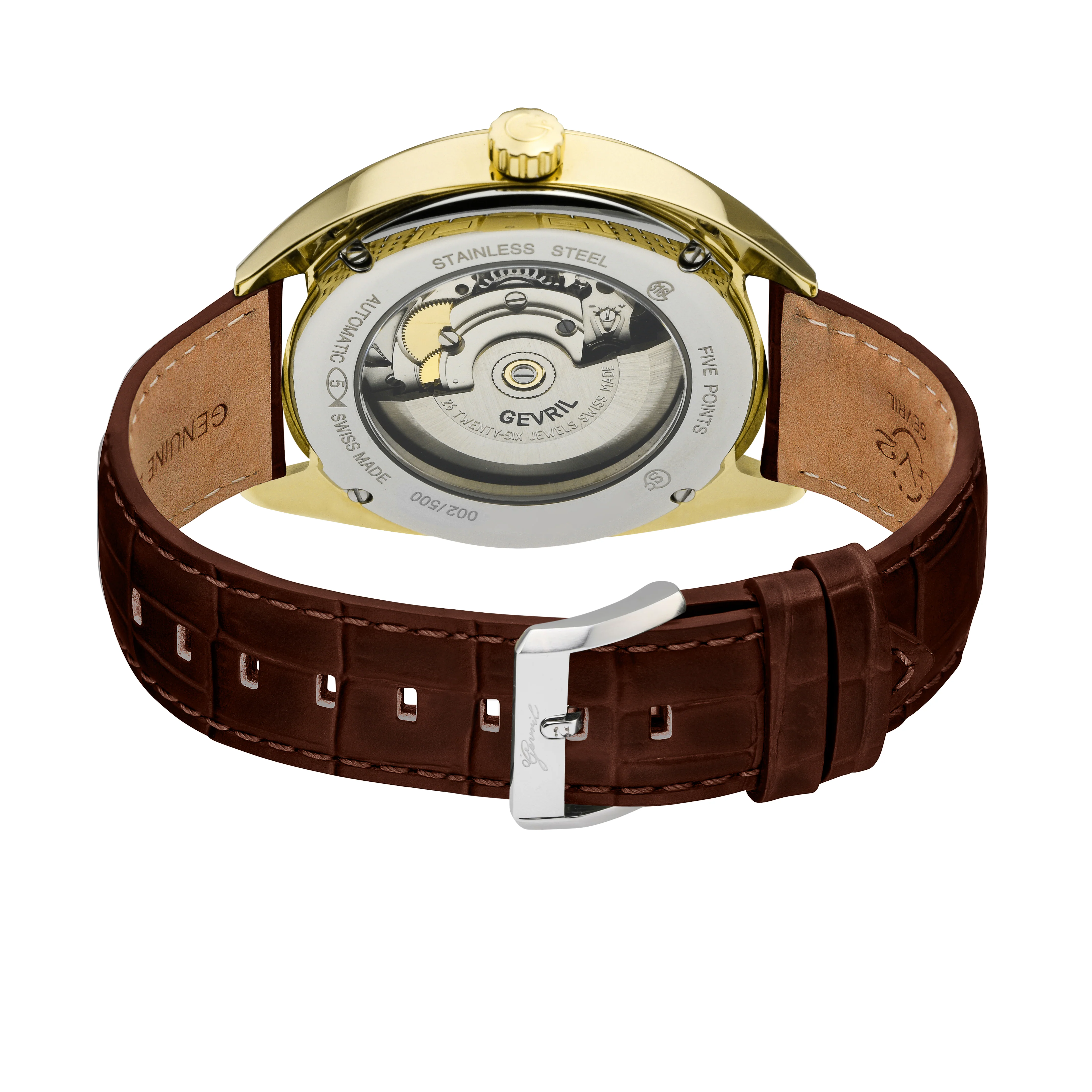 Five Points Swiss Made SW200 Silver dial Brown band YG | Silver Dial - Image 2