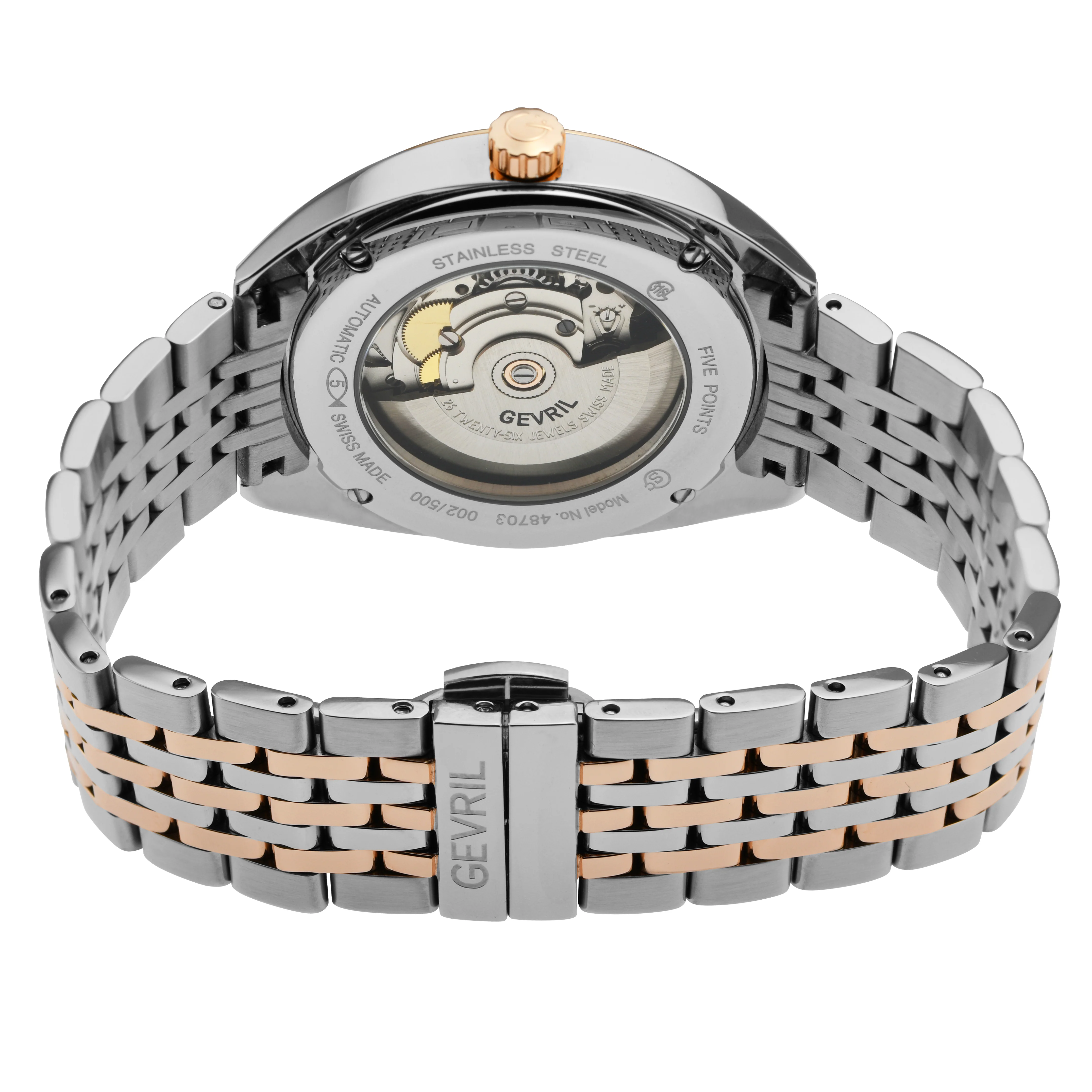 Five Points Gevril Five Points Dress Watch Sellita SW200 Two Tone | White Dial - Image 3