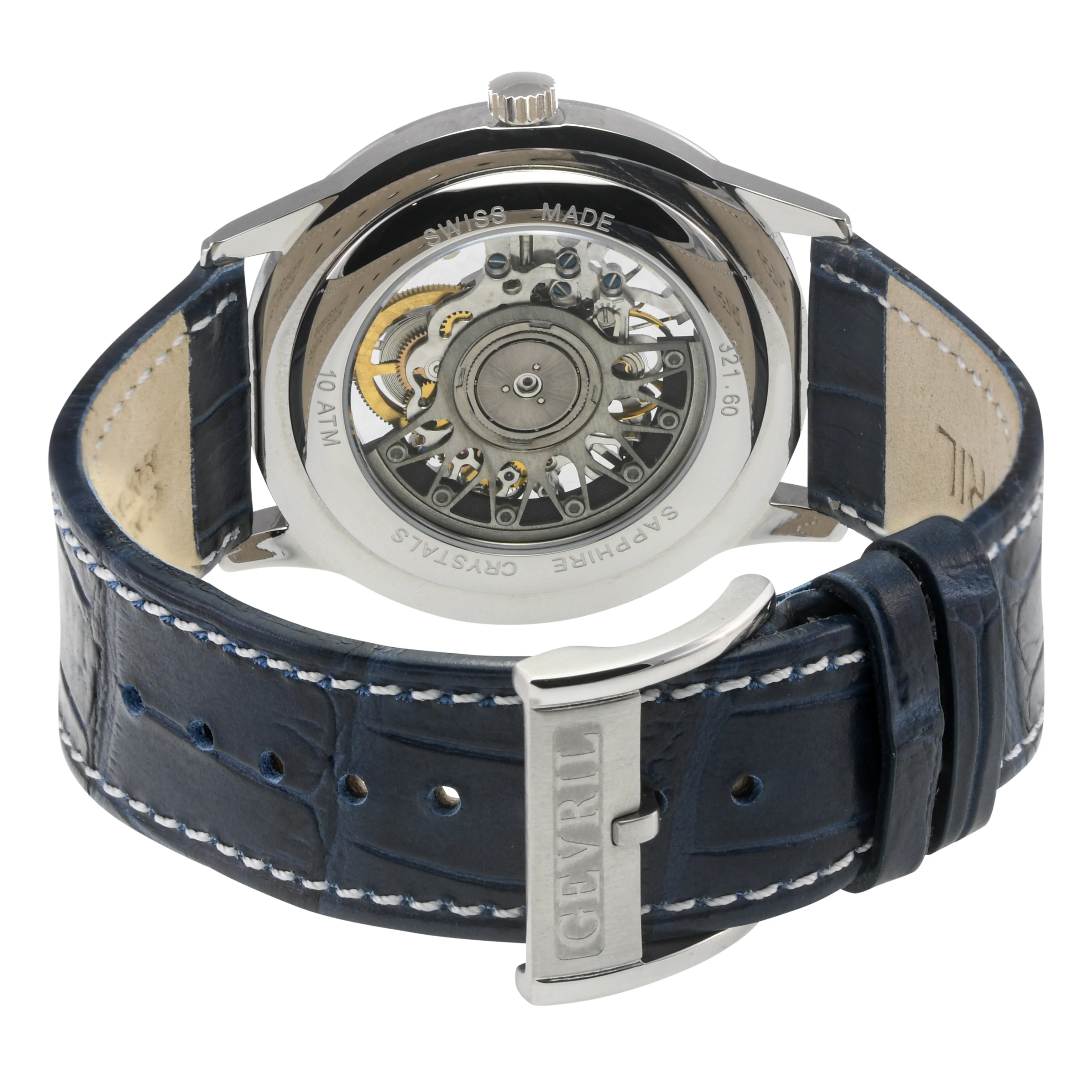 Five Points - Skeleton Slim ETA 2892 movement, Blue Skeletal Dial, Blue Italian Leather Strap | Blue Dial - Image 3