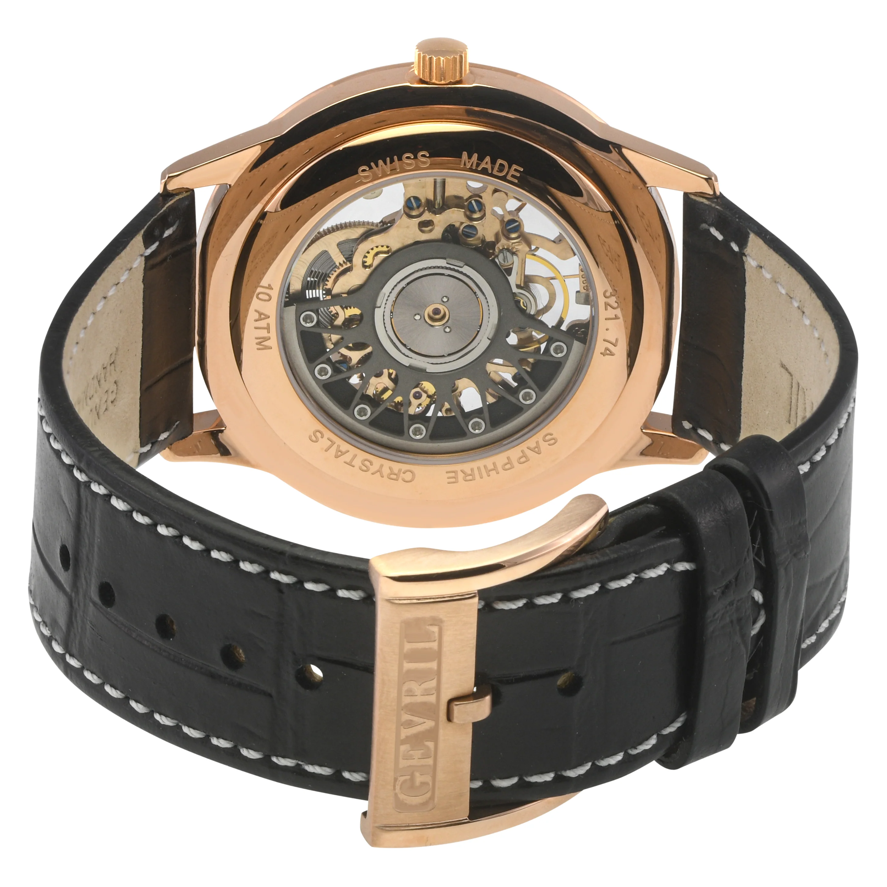 Five Points - Skeleton Slim ETA 2892 movement, Black Skeletal Dial, Black Italian Leather Strap | Black Skeleton Dial - Image 3