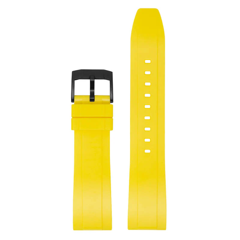 FKM Rubber Strap Yellow / 20mm / Polished Silver - Image 3