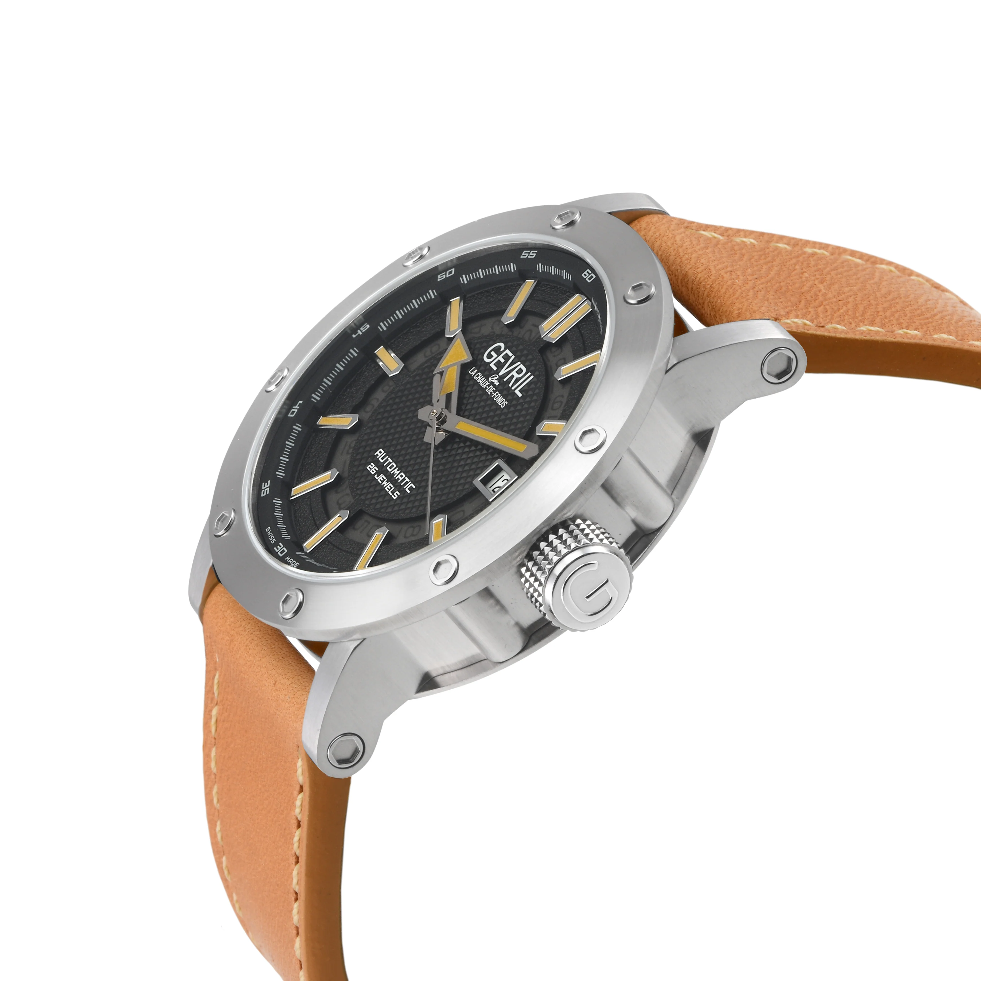 Flat Iron Swiss Made Automatic, 42mm Stainless Steel, Black Dial, 316L Brown Italian Leather | Black Dial - Image 2