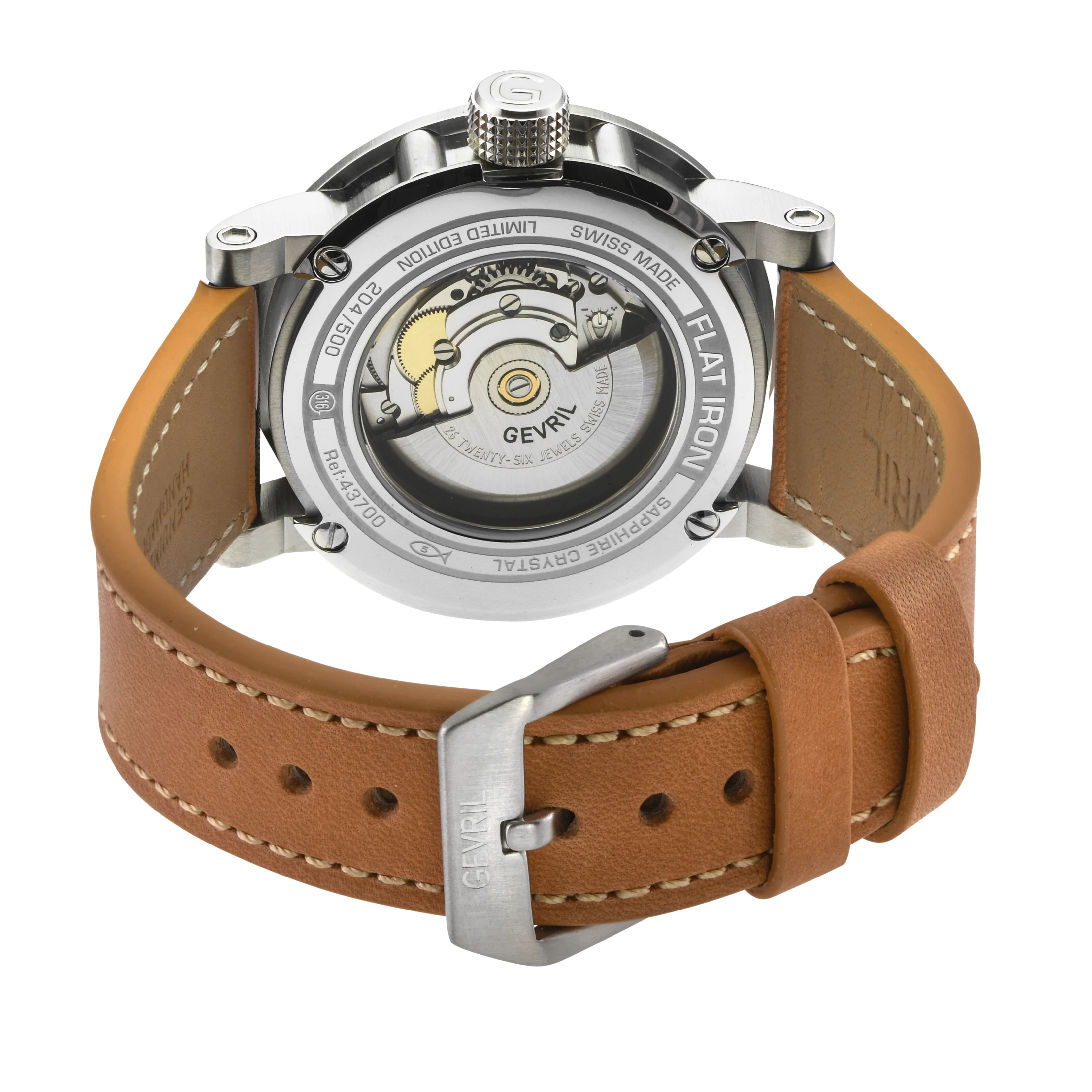 Flat Iron Swiss Made Automatic, 42mm Stainless Steel, Black Dial, 316L Brown Italian Leather | Black Dial - Image 3
