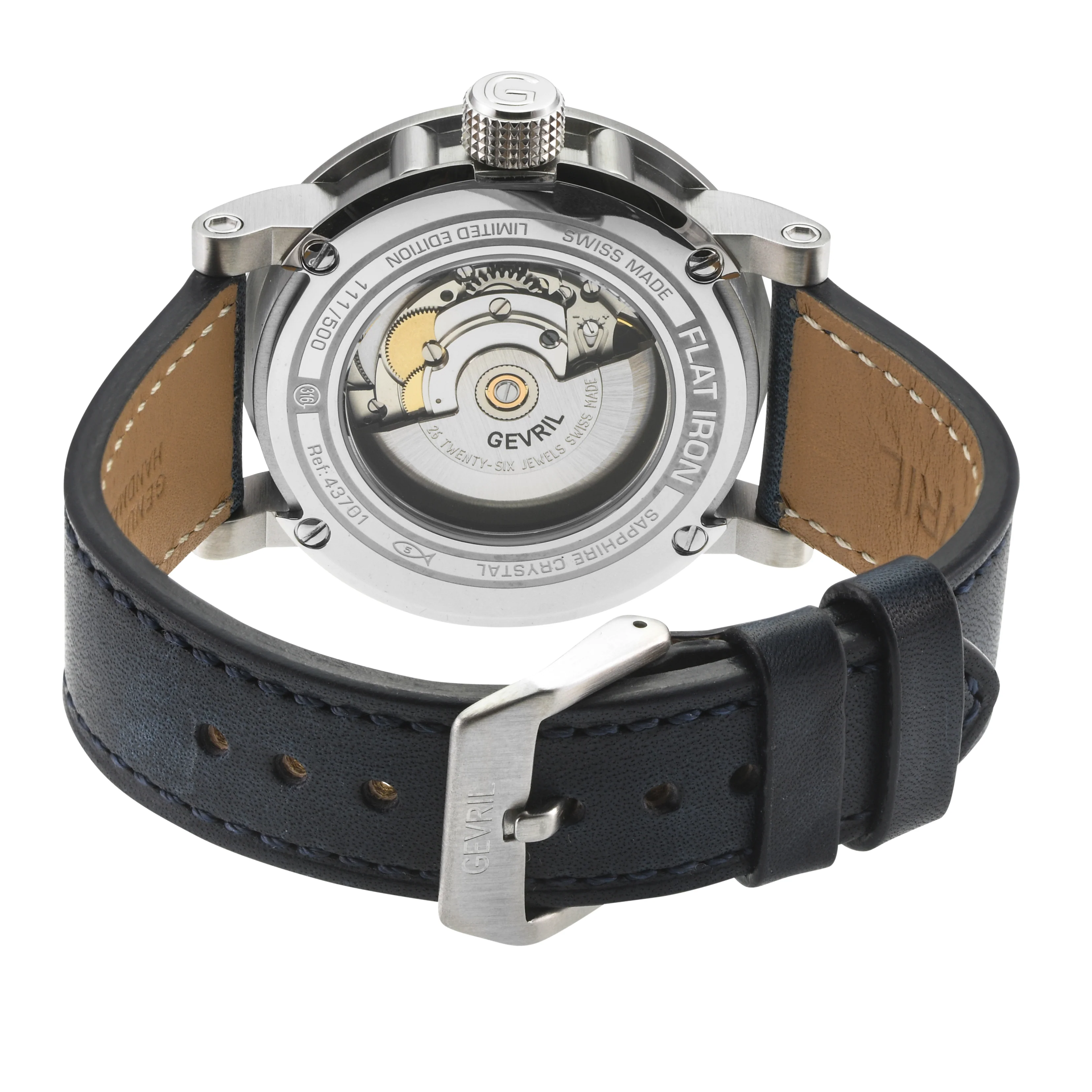 Flat Iron Swiss Made Automatic, 42mm Stainless Steel, Blue Dial, Blue Italian Leather Strap | Blue Dial - Image 3