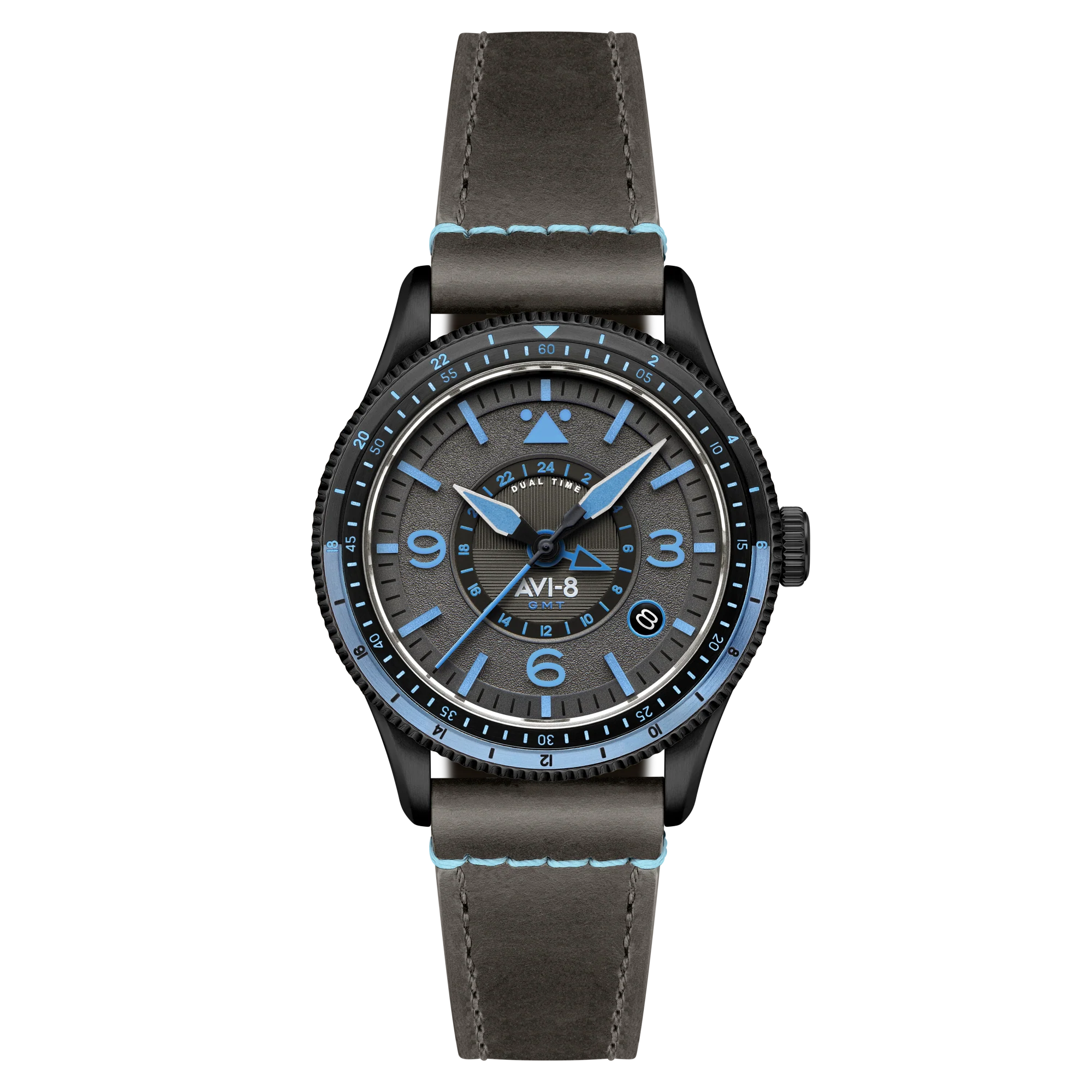 FLYBOY AIRMASTER GMT AUTOMATIC Grey / Leather | Grey Dial