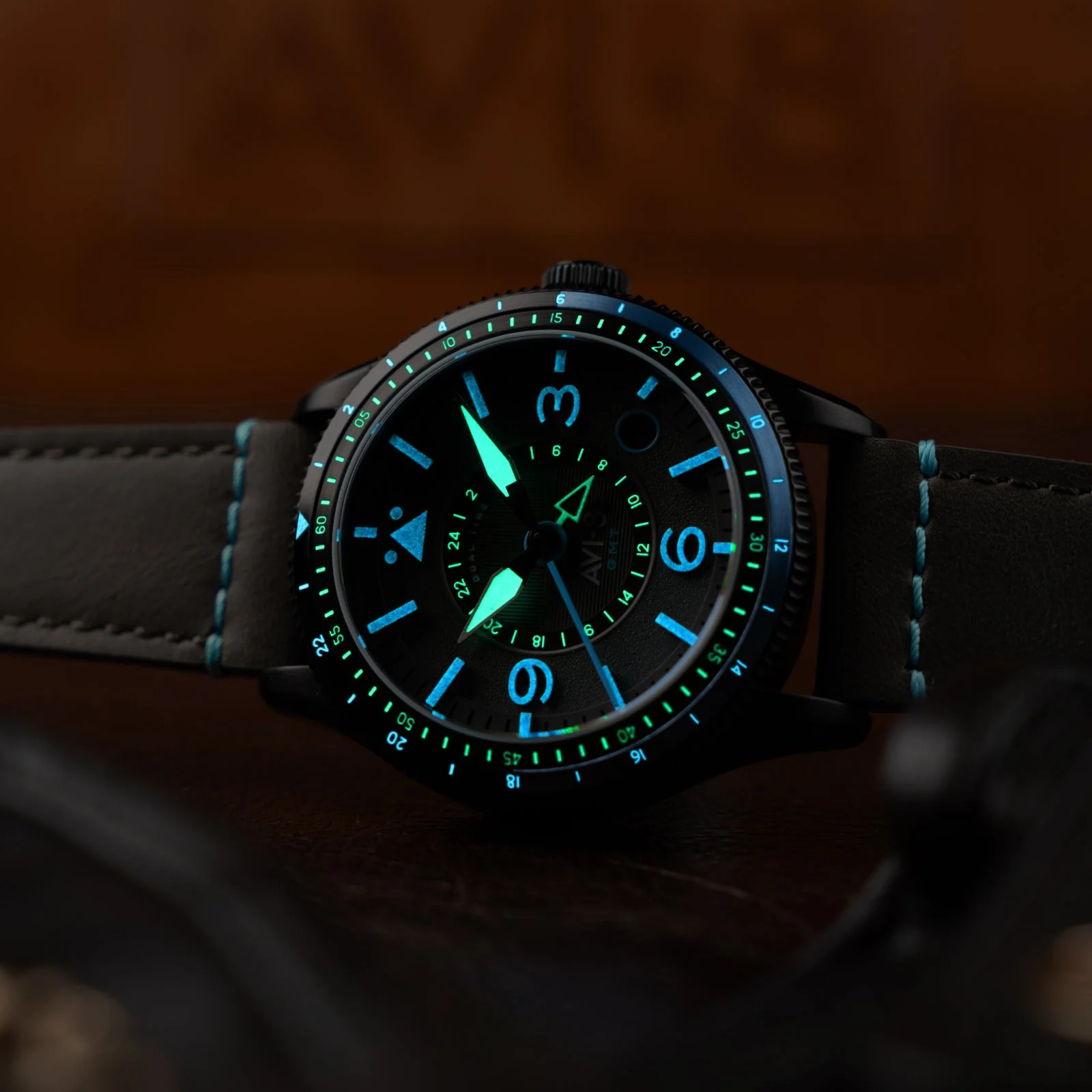 FLYBOY AIRMASTER GMT AUTOMATIC Grey / Leather | Grey Dial - Image 4