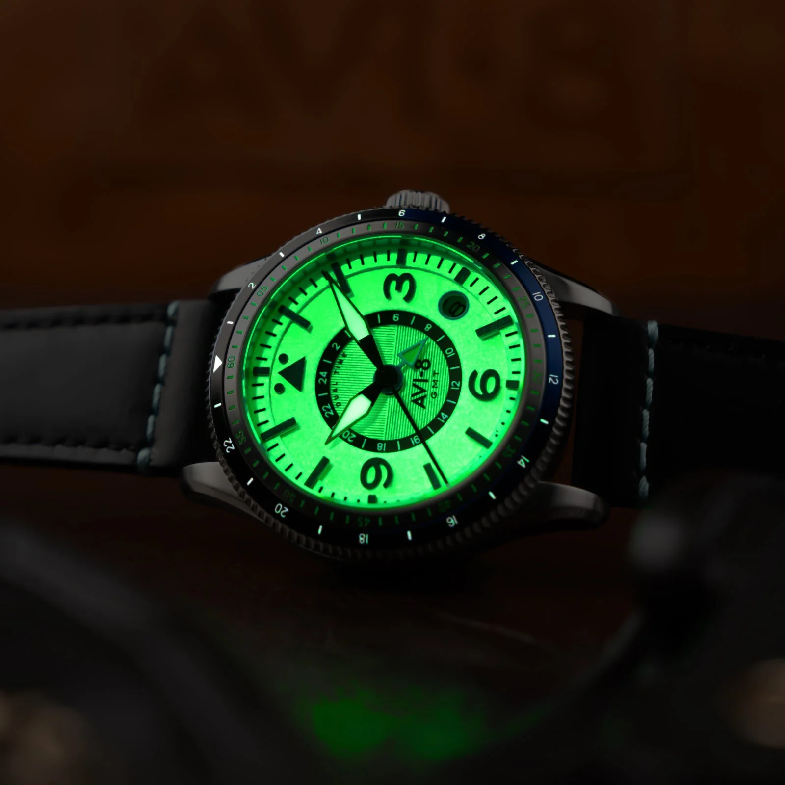 FLYBOY AIRMASTER GMT AUTOMATIC White / Leather | White Dial - Image 4