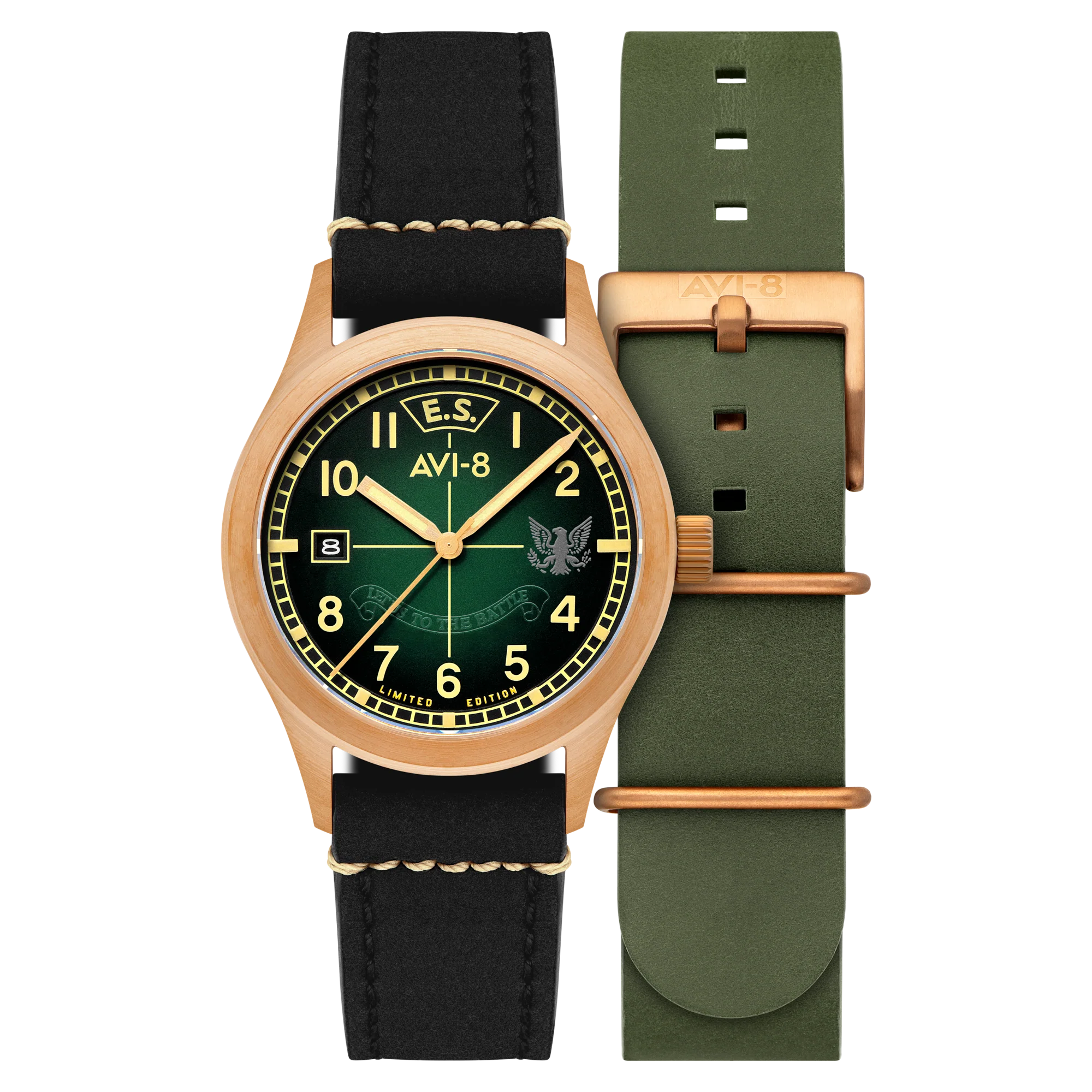 Flyboy Eagle Squadron Automatic Bronze 85th Limited Edition Brown / Genuine Leather Strap | Blue Dial