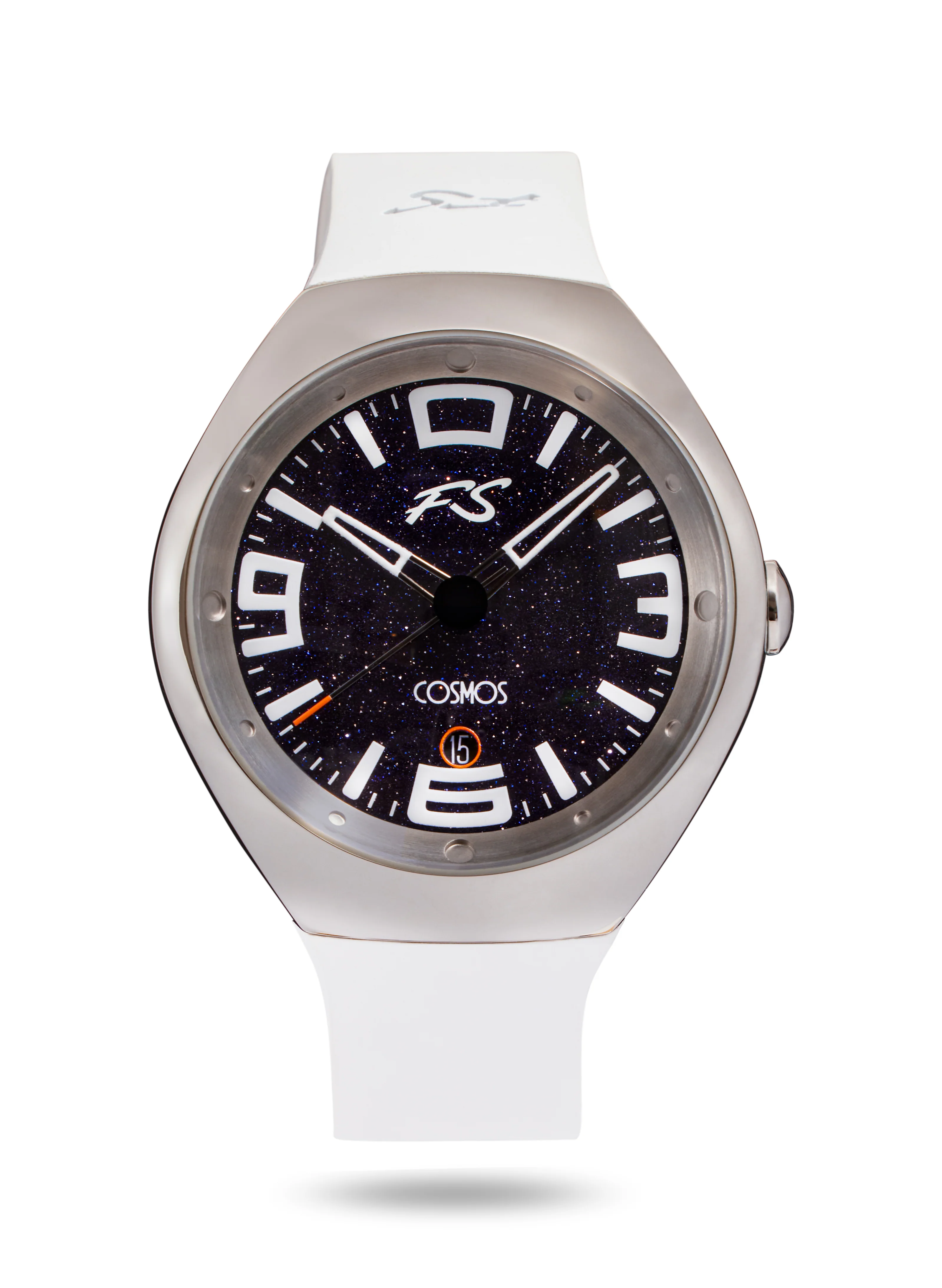 Frank Stephenson's Cosmos Series Steel Case, Blue Dial, White Strap | Blue Dial