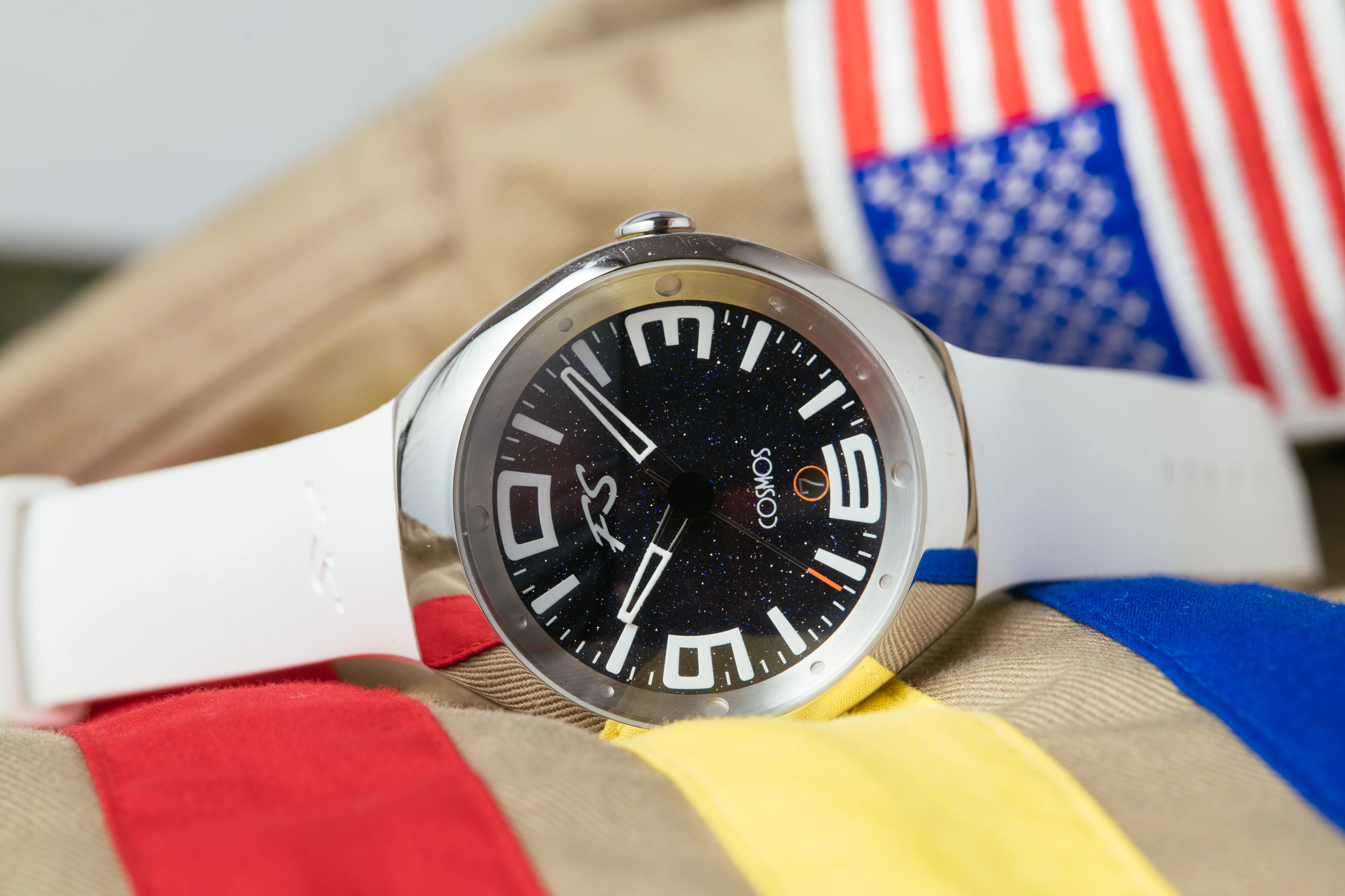Frank Stephenson's Cosmos Series Steel Case, Blue Dial, White Strap | Blue Dial - Image 5