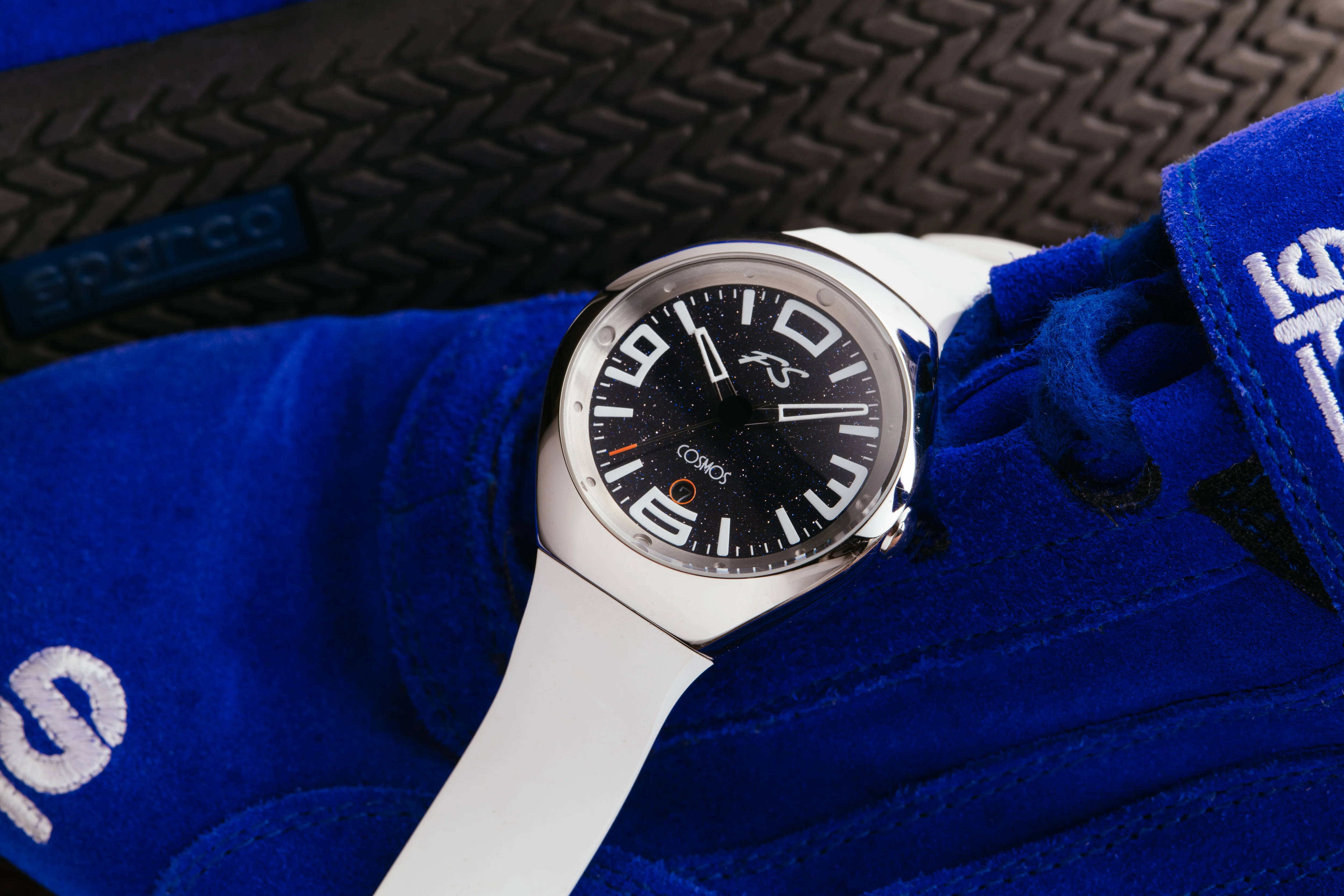 Frank Stephenson's Cosmos Series Steel Case, Blue Dial, White Strap | Blue Dial - Image 6