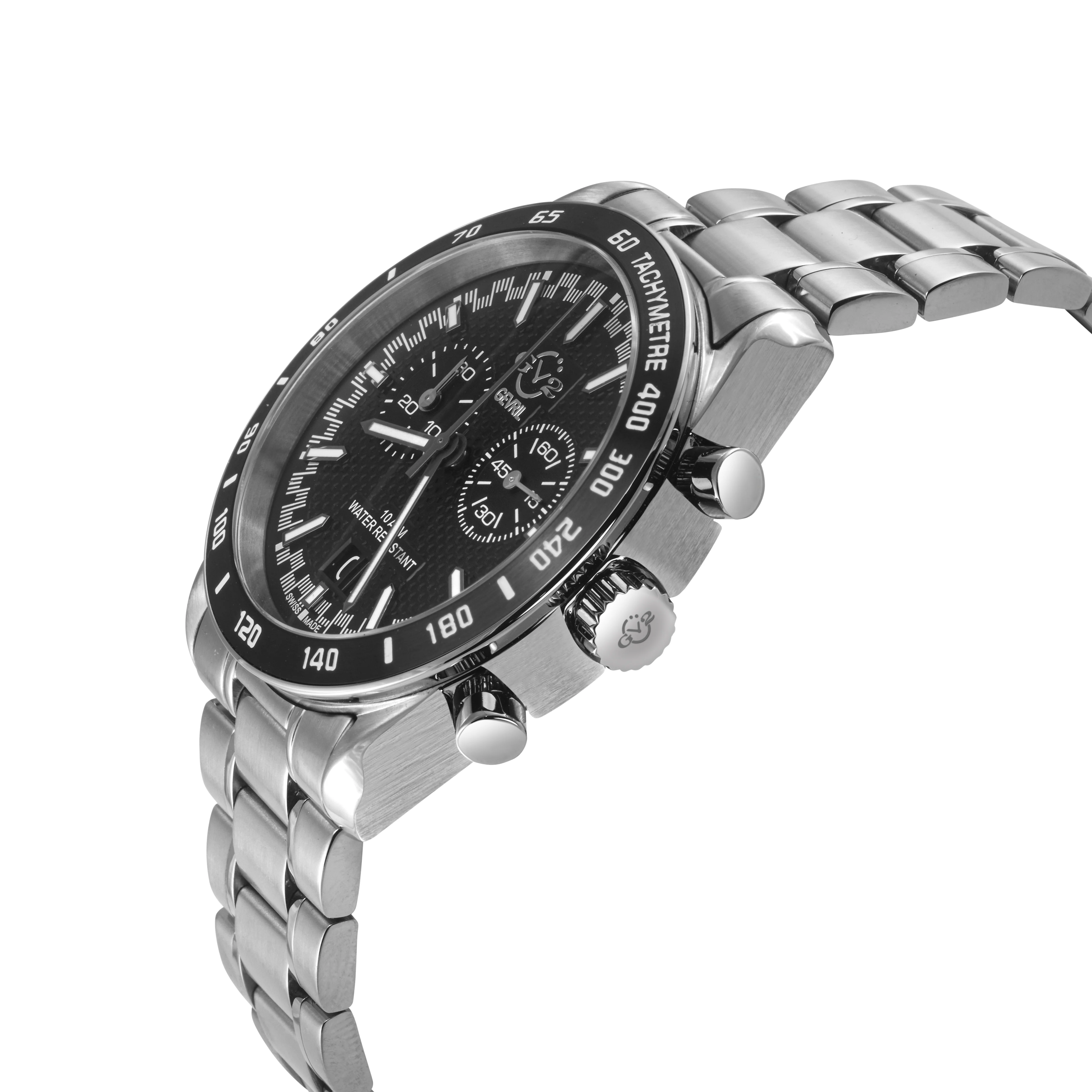 Freccia-Chronograph GV2 Swiss Quartz, 316L Case, Black Bezel, Black Dial, 316L Stainless Steel Bracelet | Black Dial - Image 2