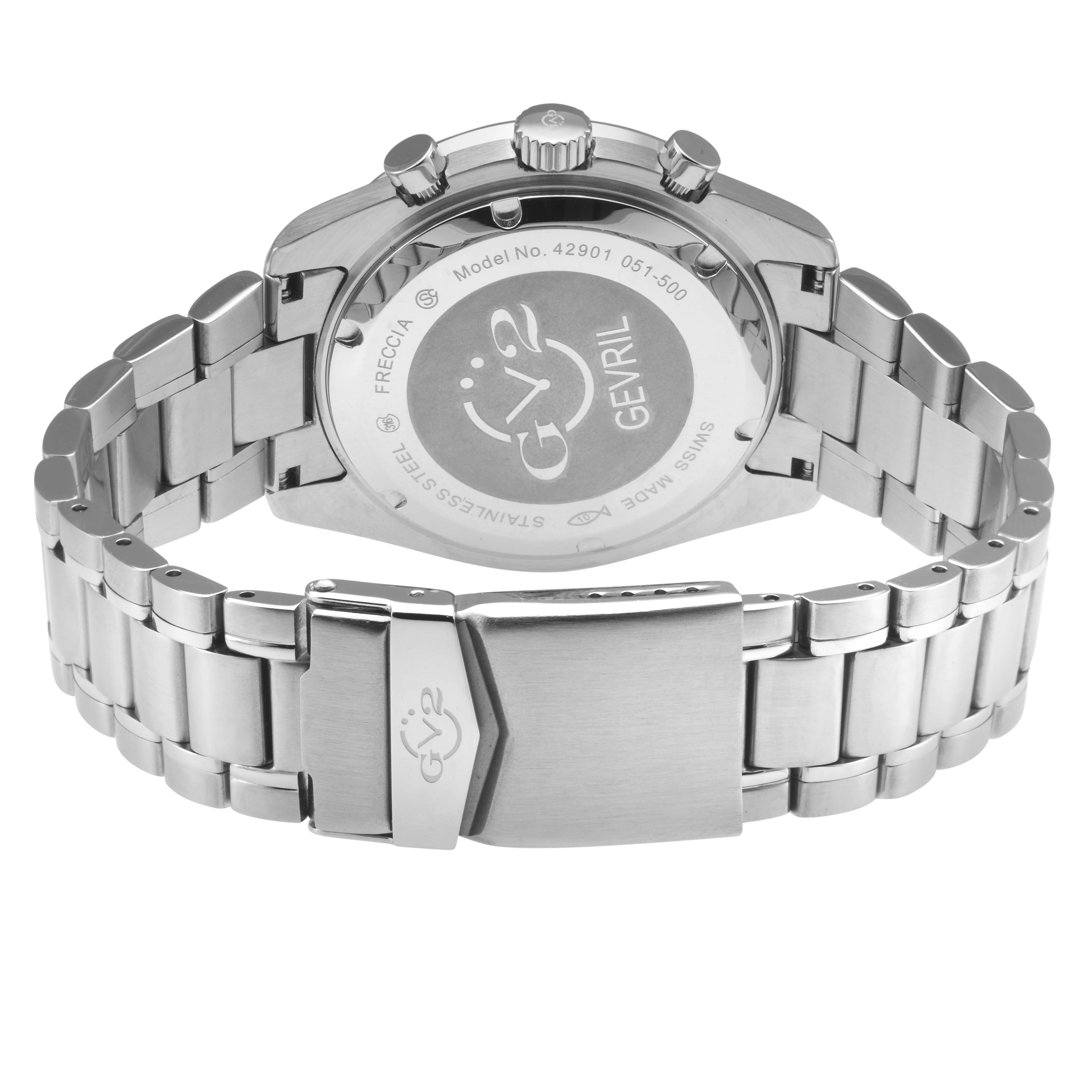Freccia-Chronograph GV2 Swiss Quartz, 316L Case, Black Bezel, Black Dial, 316L Stainless Steel Bracelet | Black Dial - Image 3