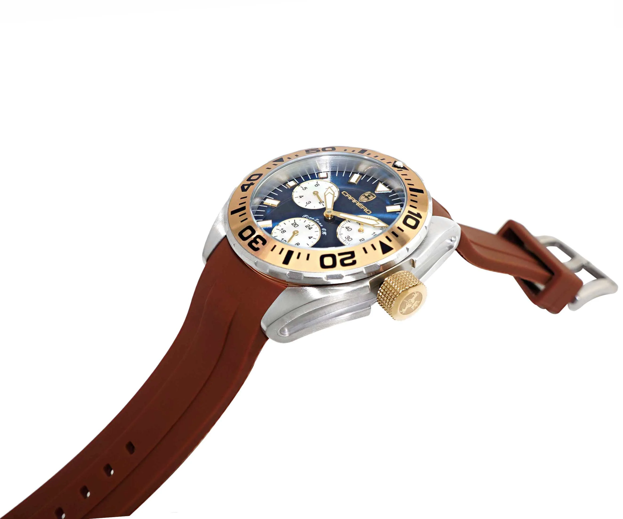 FreeZone-CH Blue - Goldg tone /Brown | Blue Dial - Image 2