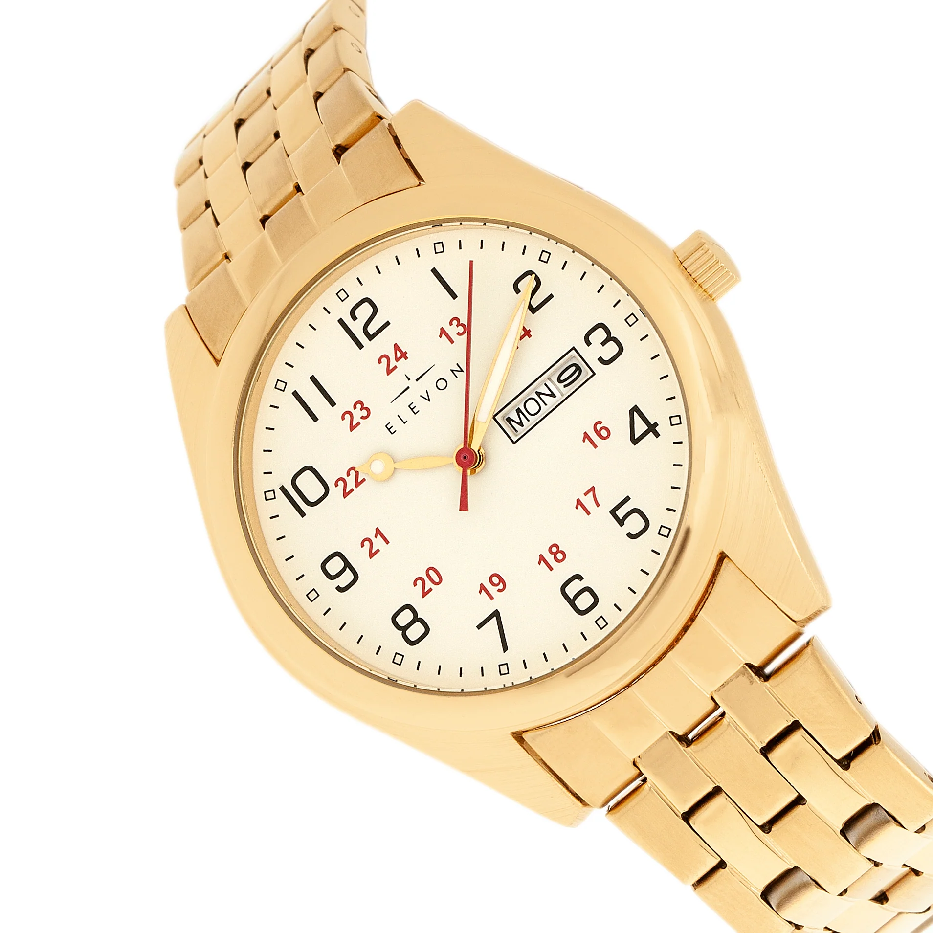 Gann Bracelet Watch w Day/Date Gold/White | White Dial - Image 3