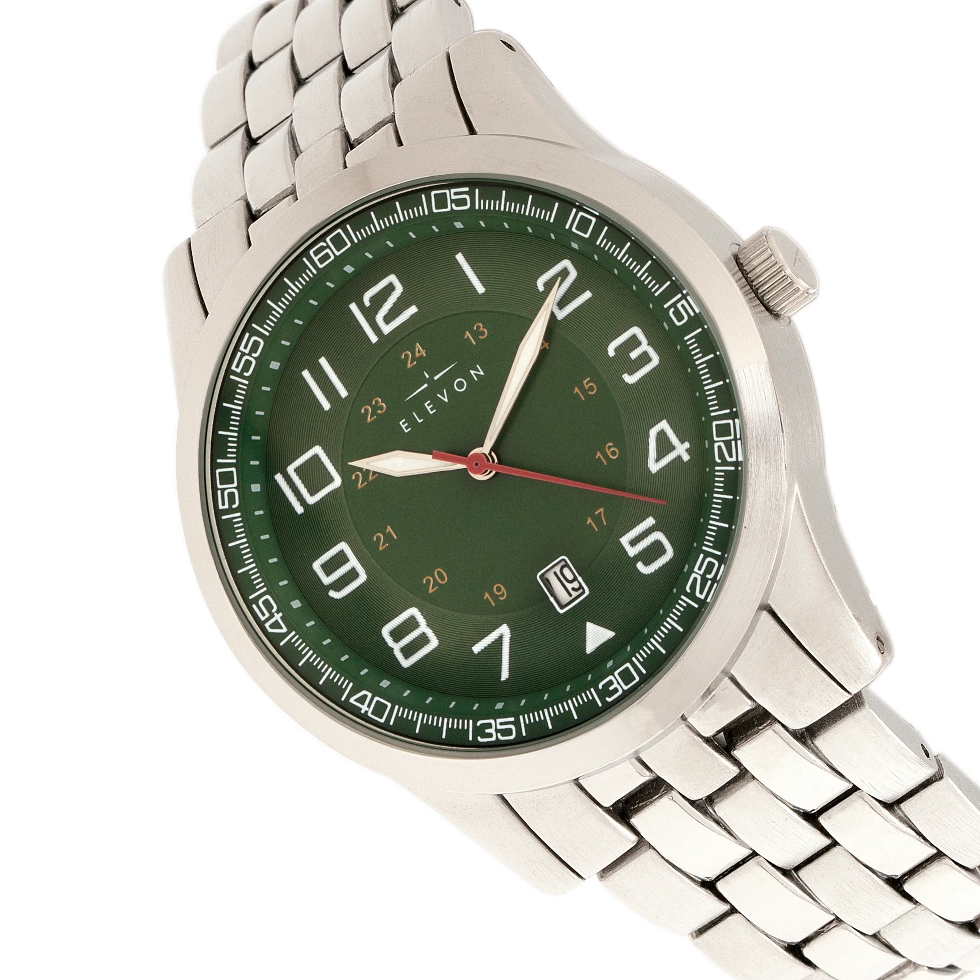 Garrison Bracelet Watch w/Date Silver/Green | Green Dial - Image 3
