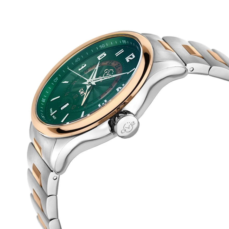Giromondo GV2 by Gevril Swiss Made GMT bracelet Watch Green | Green Dial - Image 2