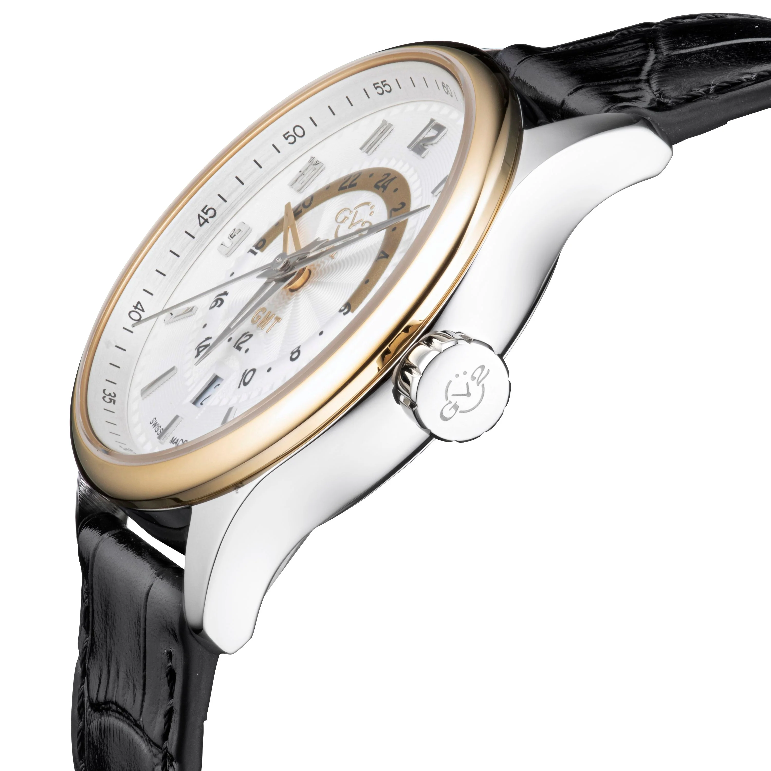 Giromondo GV2 By Gevril Giromondo Swiss Made GMT two tone watch | Blue Dial - Image 3