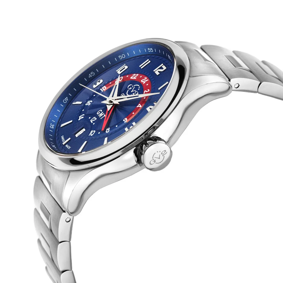 Giromondo GV2 by Gevril Swiss Made GMT bracelet Watch blue | Blue Dial - Image 2