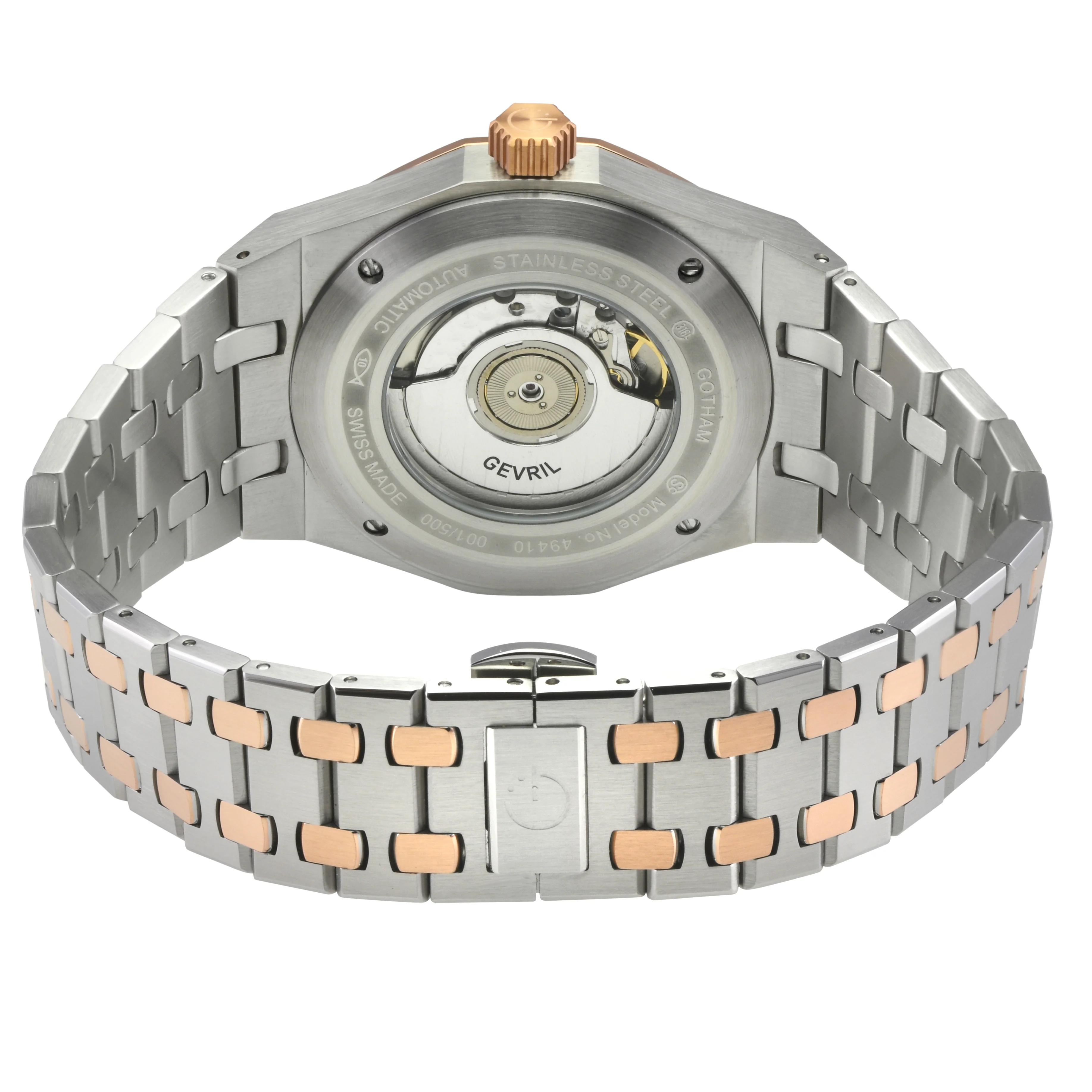 Gotham Swiss Automatic Movement, Black Embossed Dial, Silver Counter  316L SS Bracelet Black Dial - Image 3