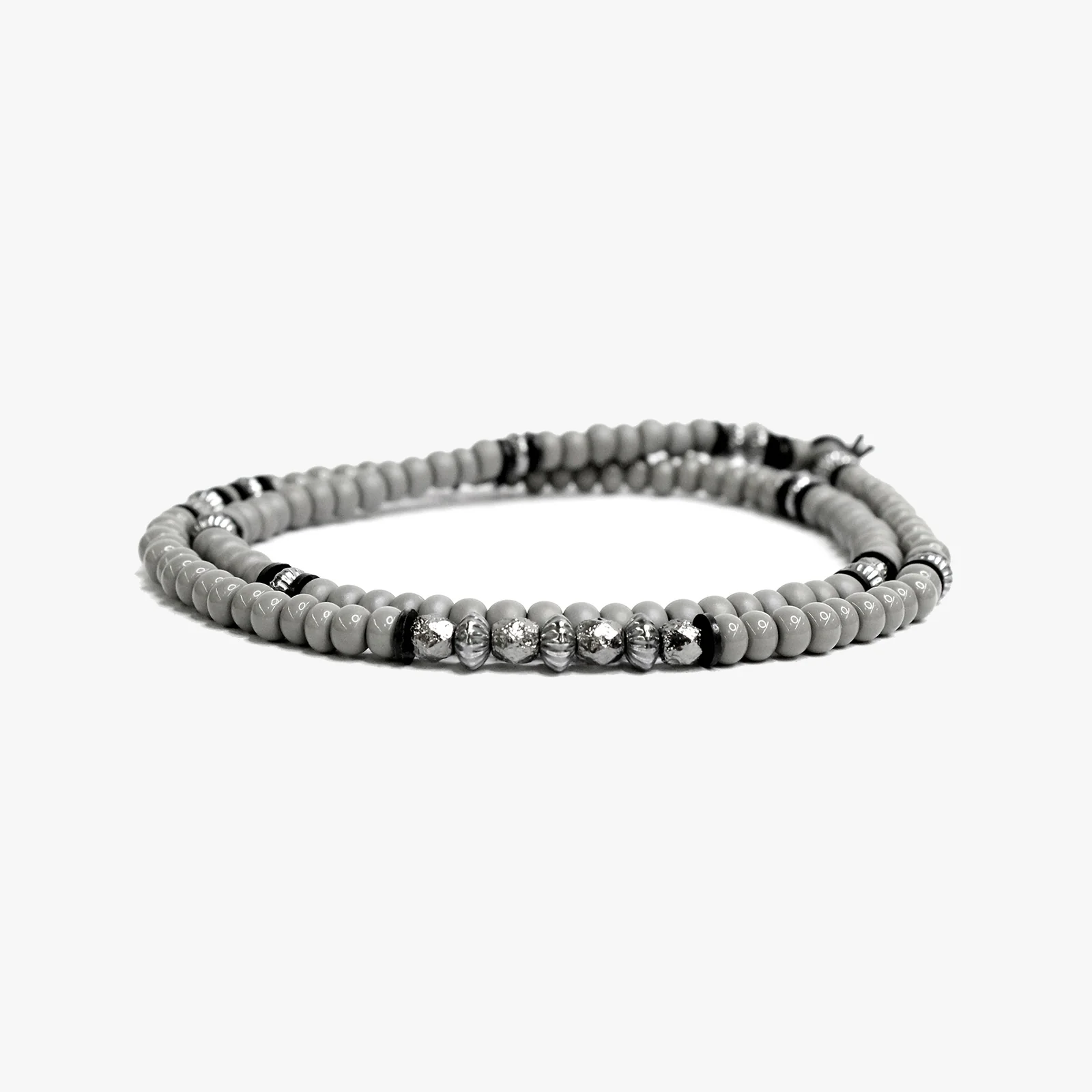 Gray Czech Glass Double, Scattered Sterling M (7.25" Wrist) | Dial