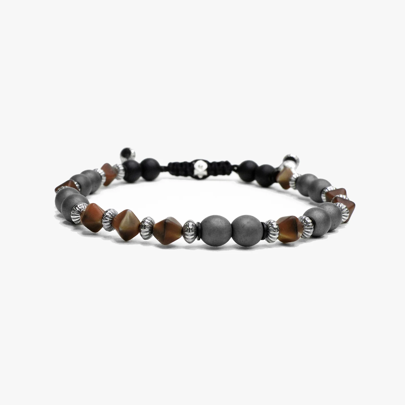 Grey Hematite, Brown Czech Glass M (7.25" Wrist) | Dial