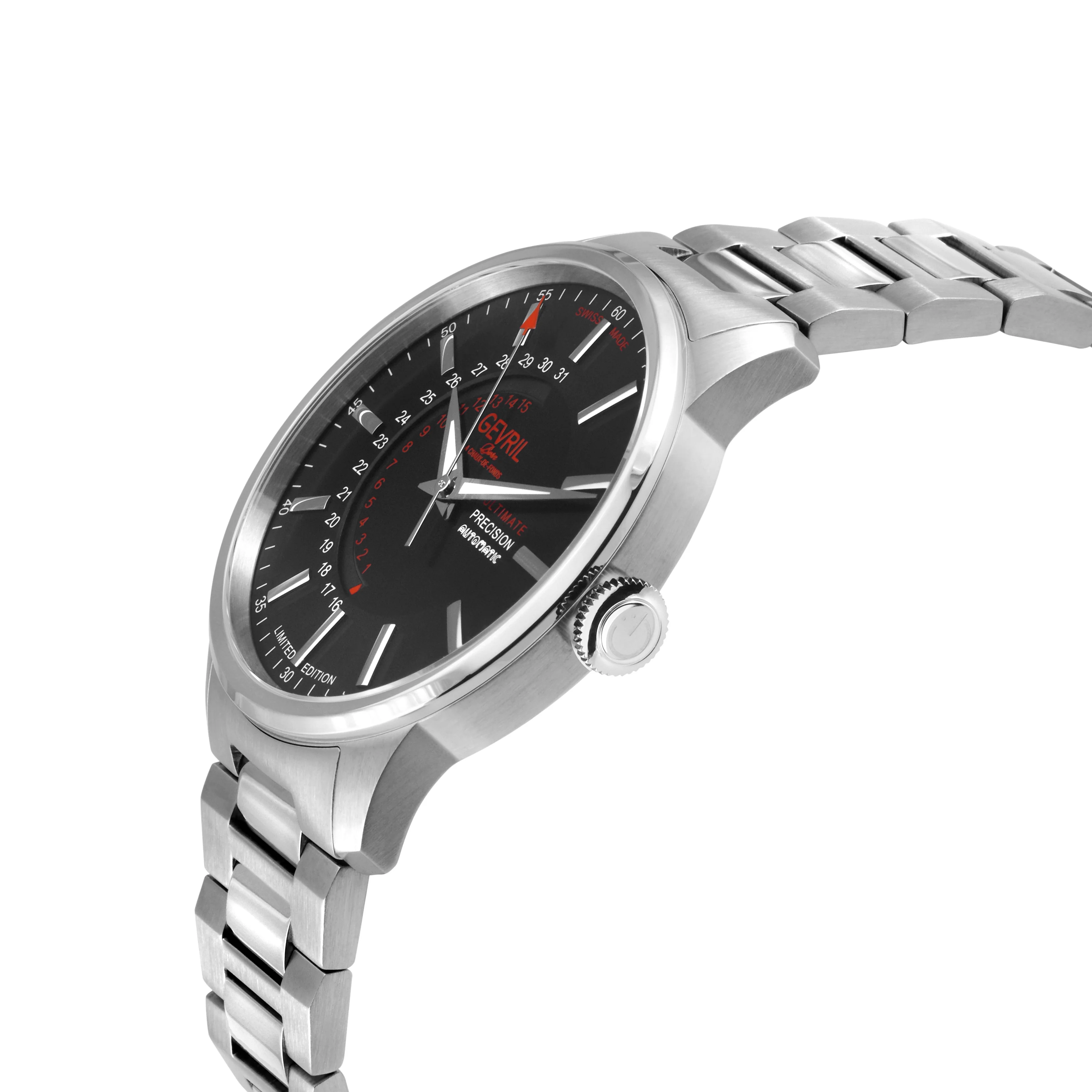 Guggenheim Sellita SW 220 Custom date wheel, SS case, Black dial, SS Bracelet | Black Dial - Image 2