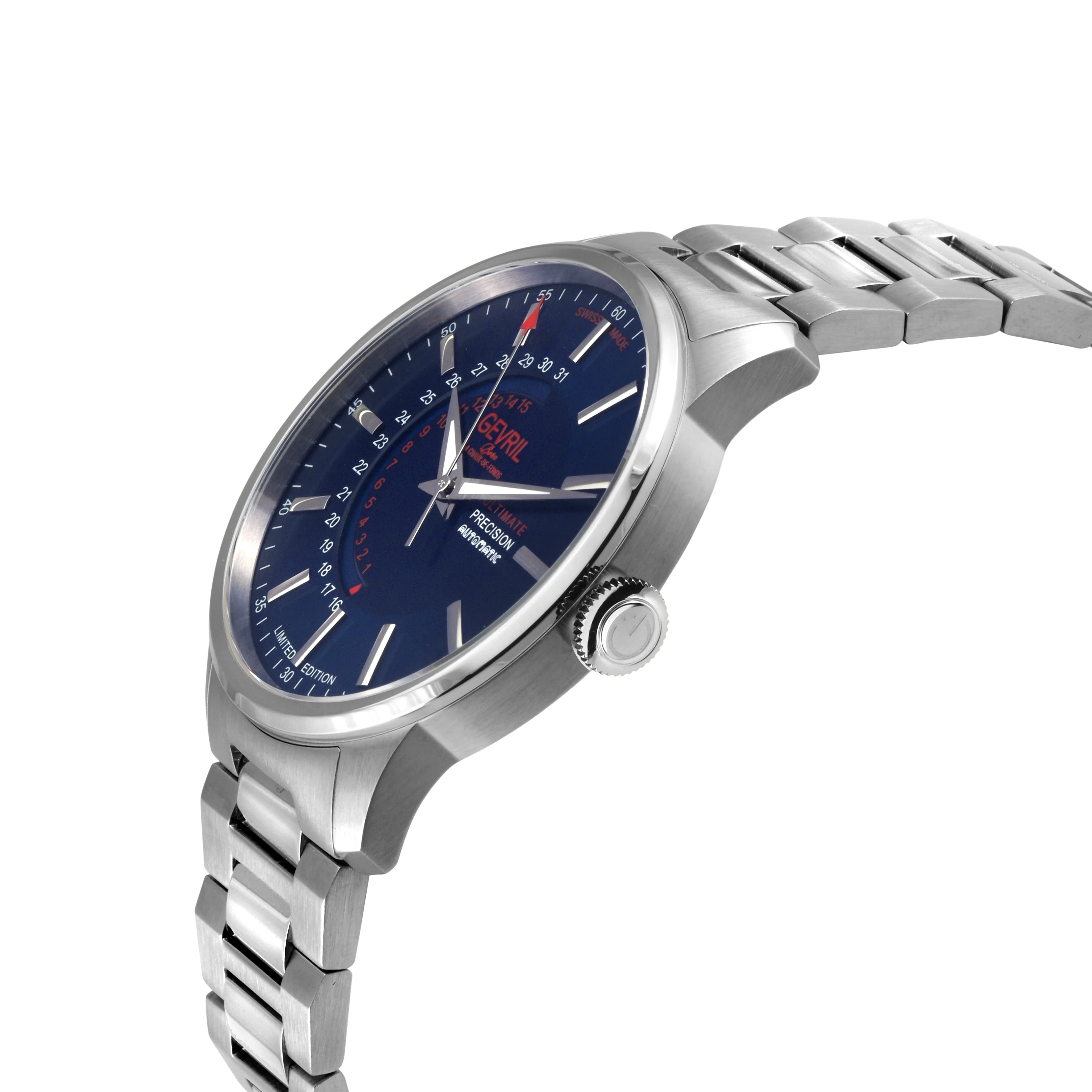 Guggenheim Sellita SW 220custom date wheel, SS case, Blue dial, SS Bracelet | Blue Dial - Image 2