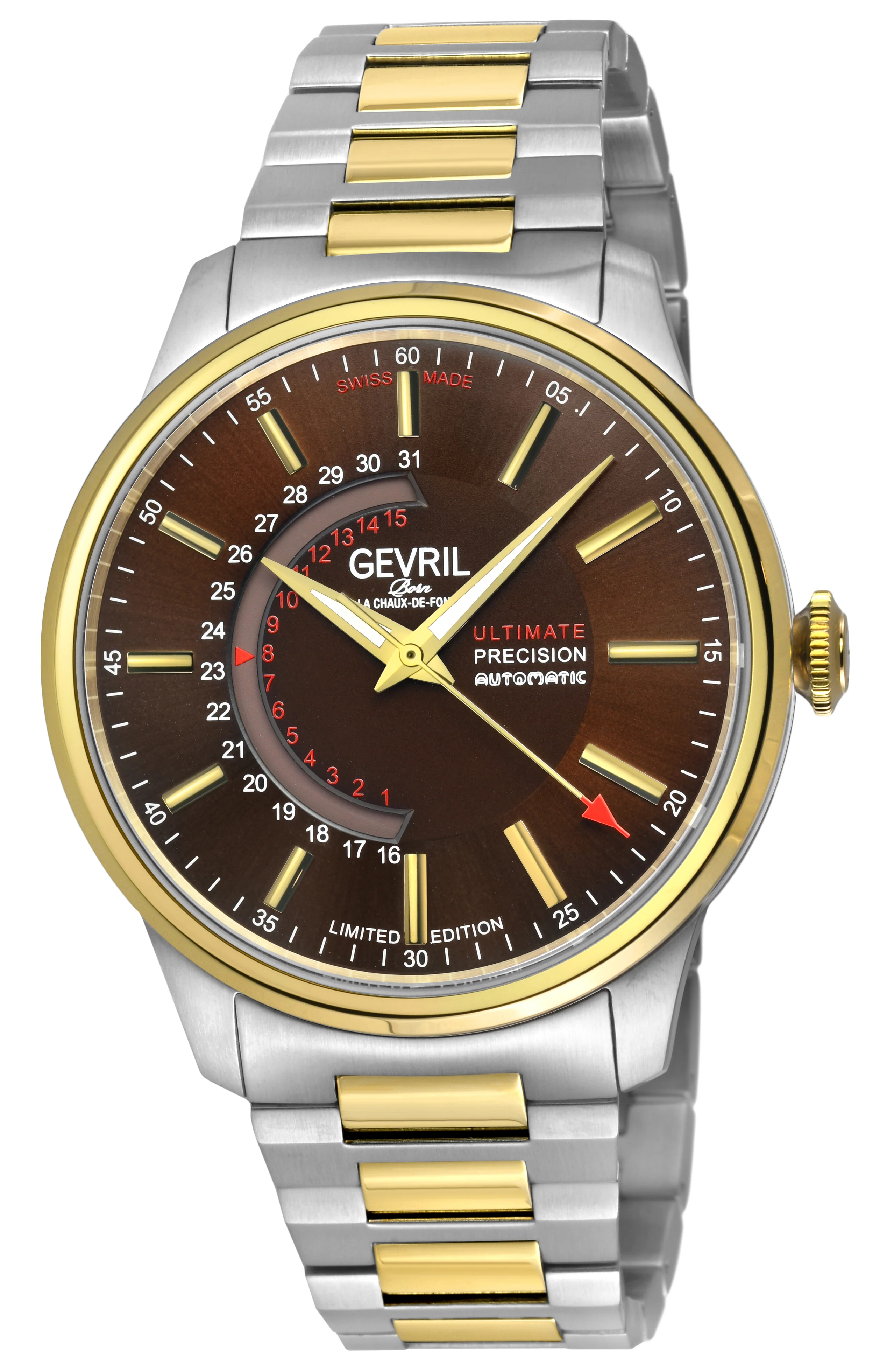 Guggenheim Sellita SW 220 Custom date wheel, SS Case, Brown dial, SS Bracelet | Brown Dial