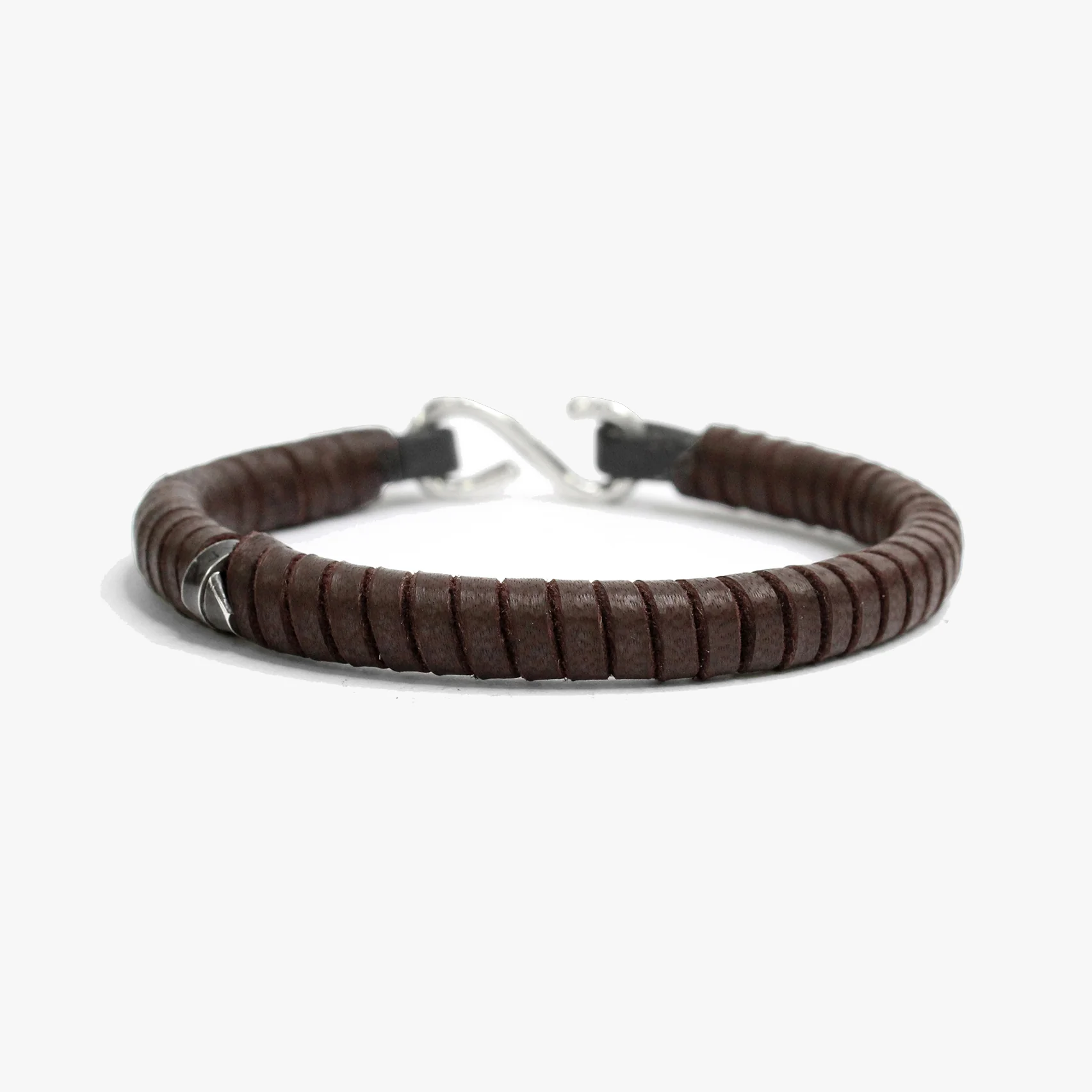 Handwrapped Brown Leather, Sterling Clasp M (7.25" Wrist) |  Dial - Image 2
