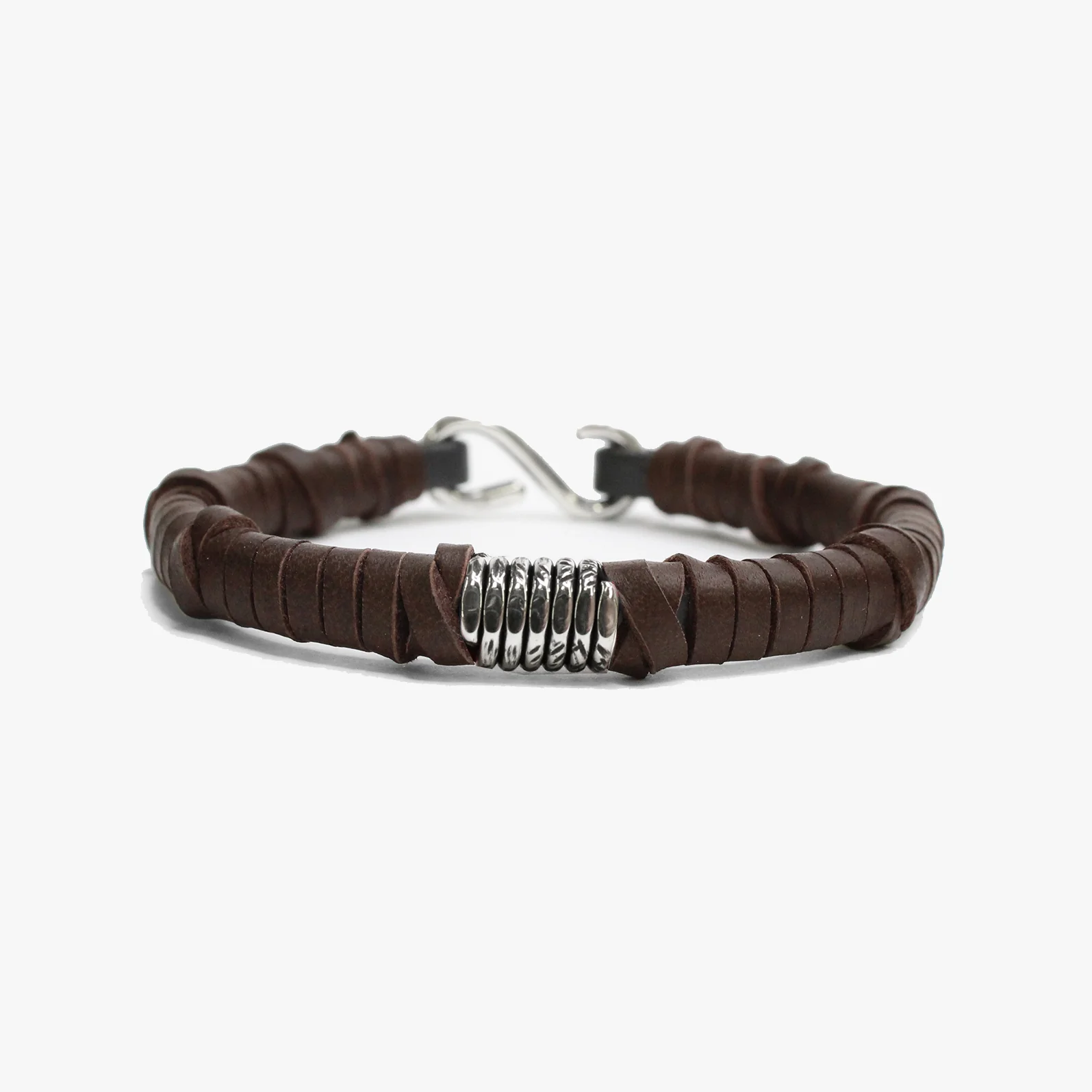 Handwrapped Brown Leather, Sterling Coil M (7.25" Wrist) |  Dial - Image 2