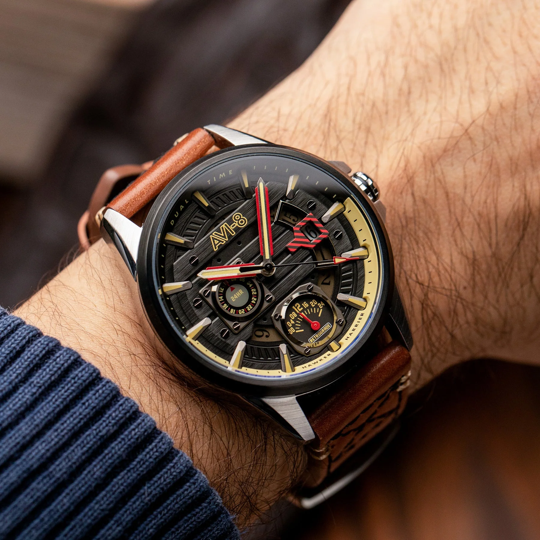 Hawker Harrier Farley Multifunction Black & Brown / Leather | Black Dial - Image 12