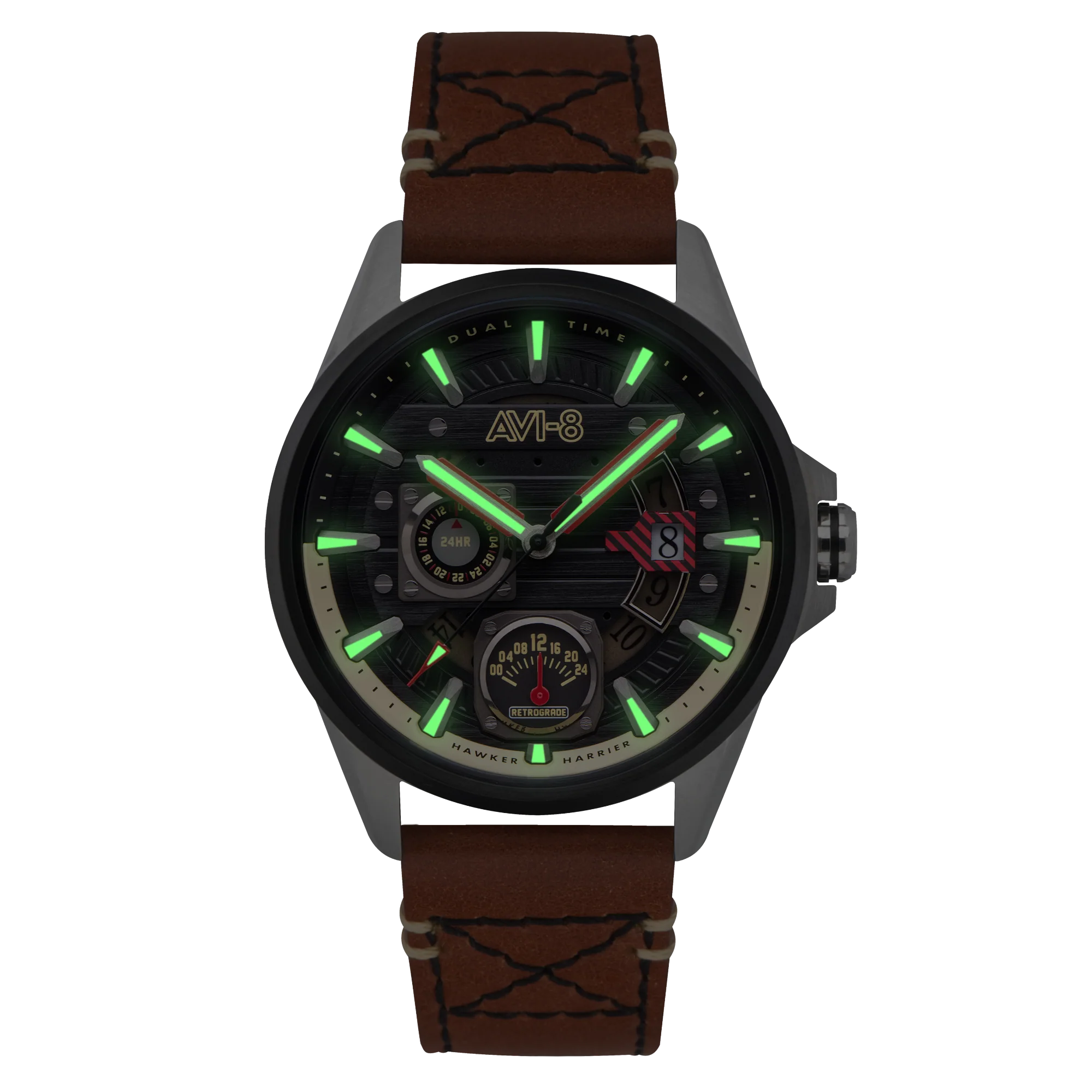Hawker Harrier Farley Multifunction Black & Brown / Leather | Black Dial - Image 3
