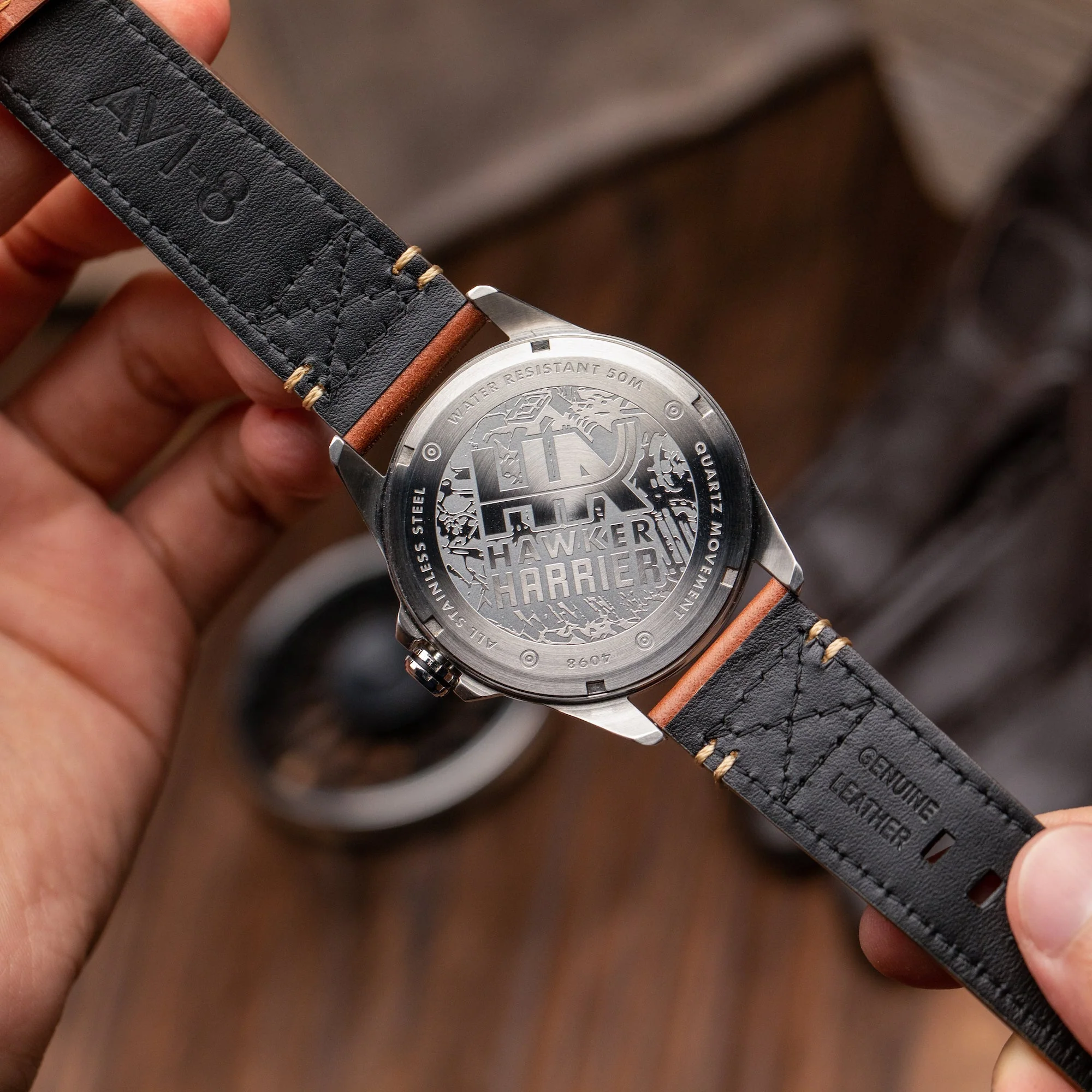 Hawker Harrier Farley Multifunction Black & Brown / Leather | Black Dial - Image 5