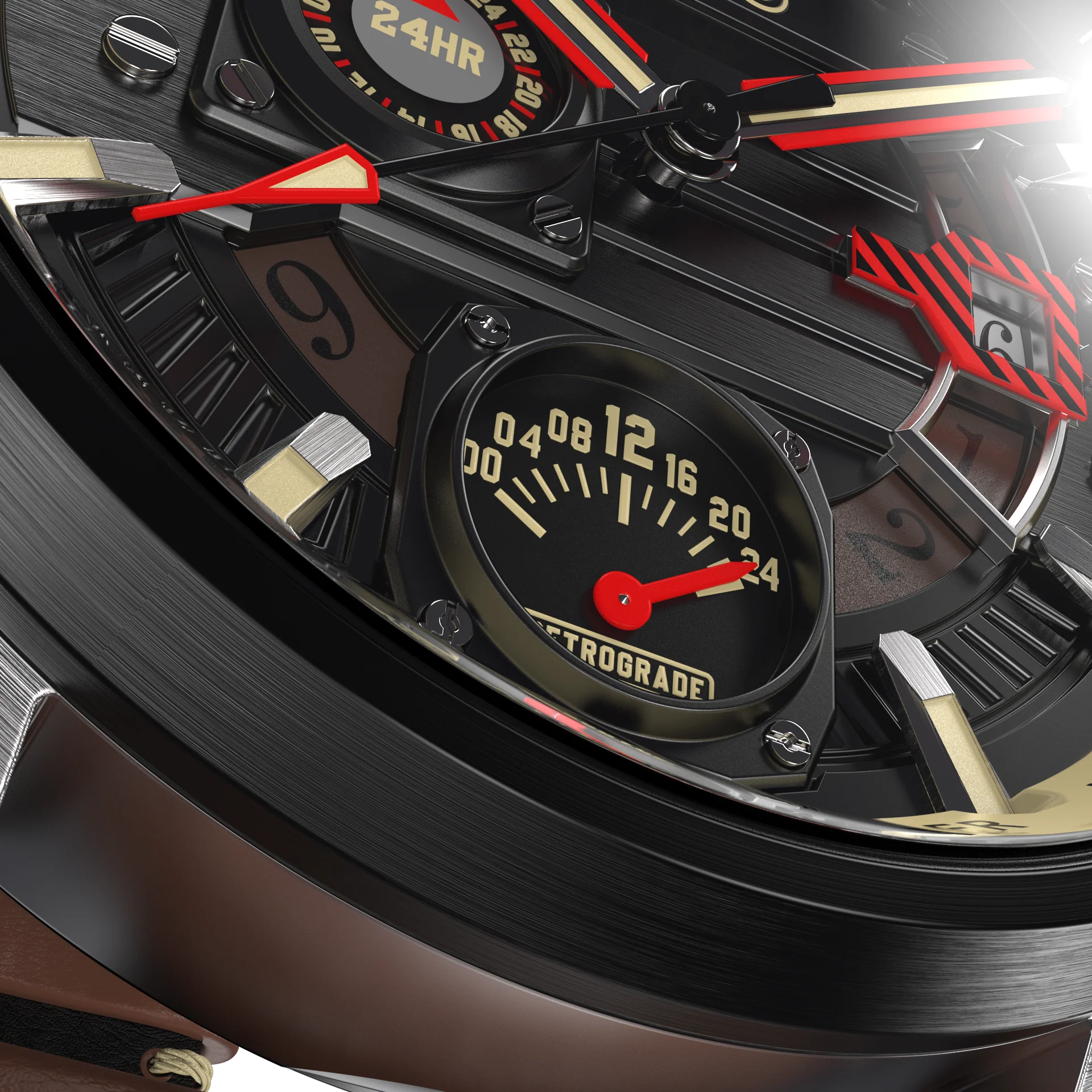 Hawker Harrier Farley Multifunction Black & Brown / Leather | Black Dial - Image 8