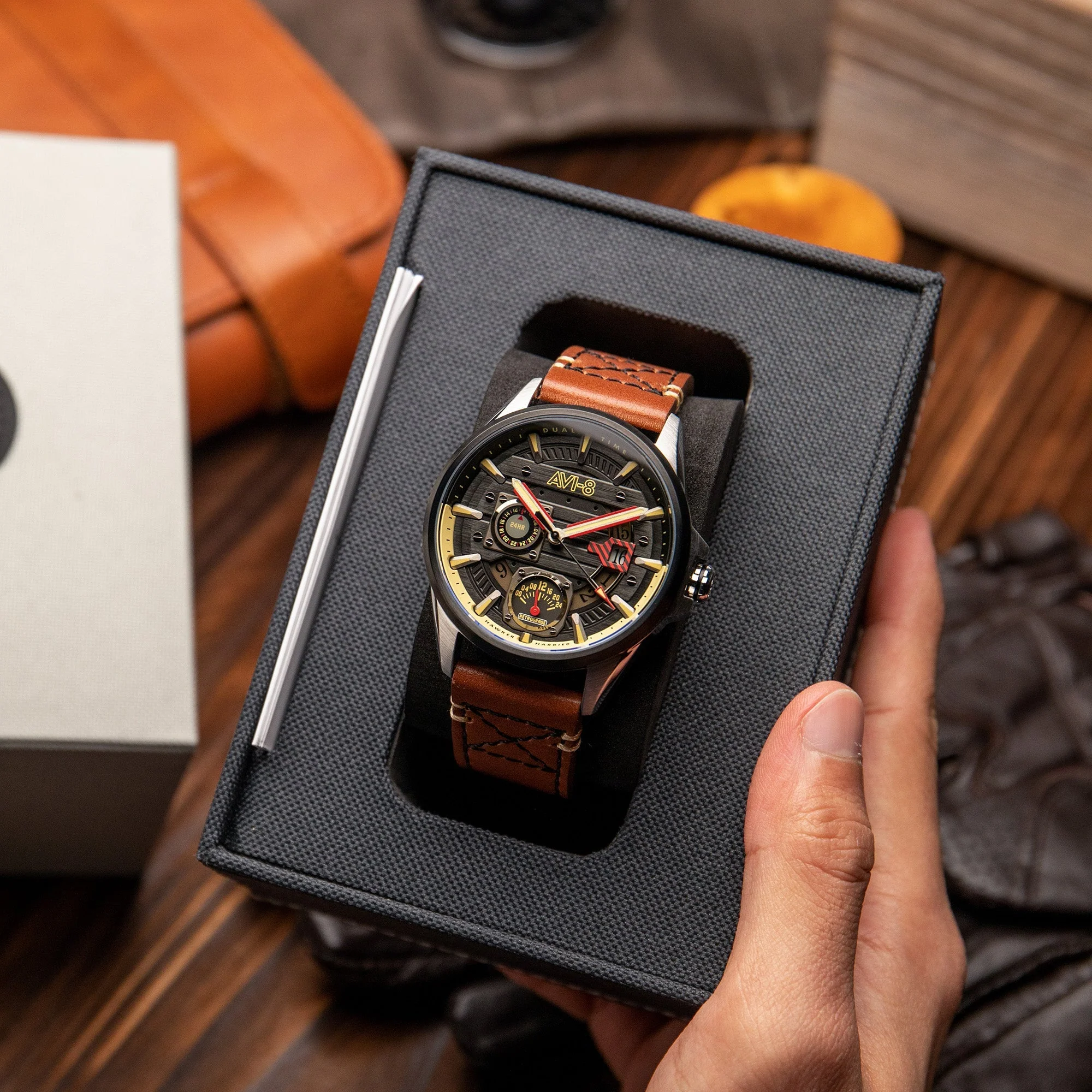 Hawker Harrier Farley Multifunction Black & Brown / Leather | Black Dial - Image 9