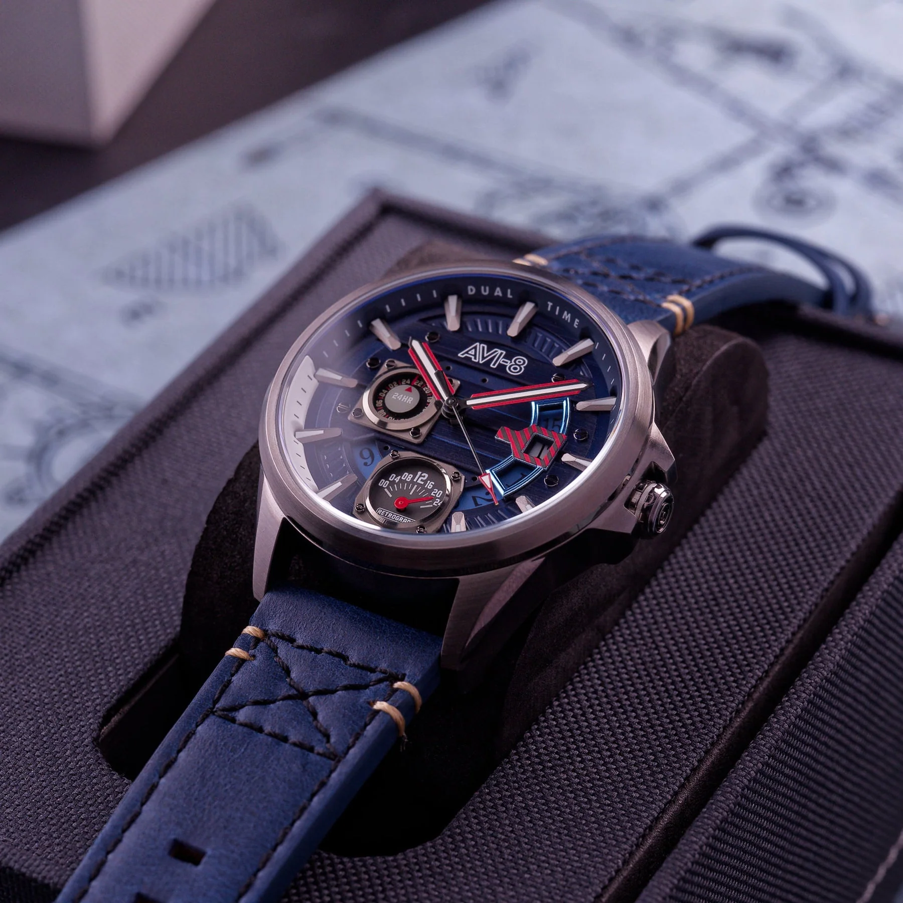 Hawker Harrier Farley Multifunction Blue / Leather | Blue Dial - Image 12