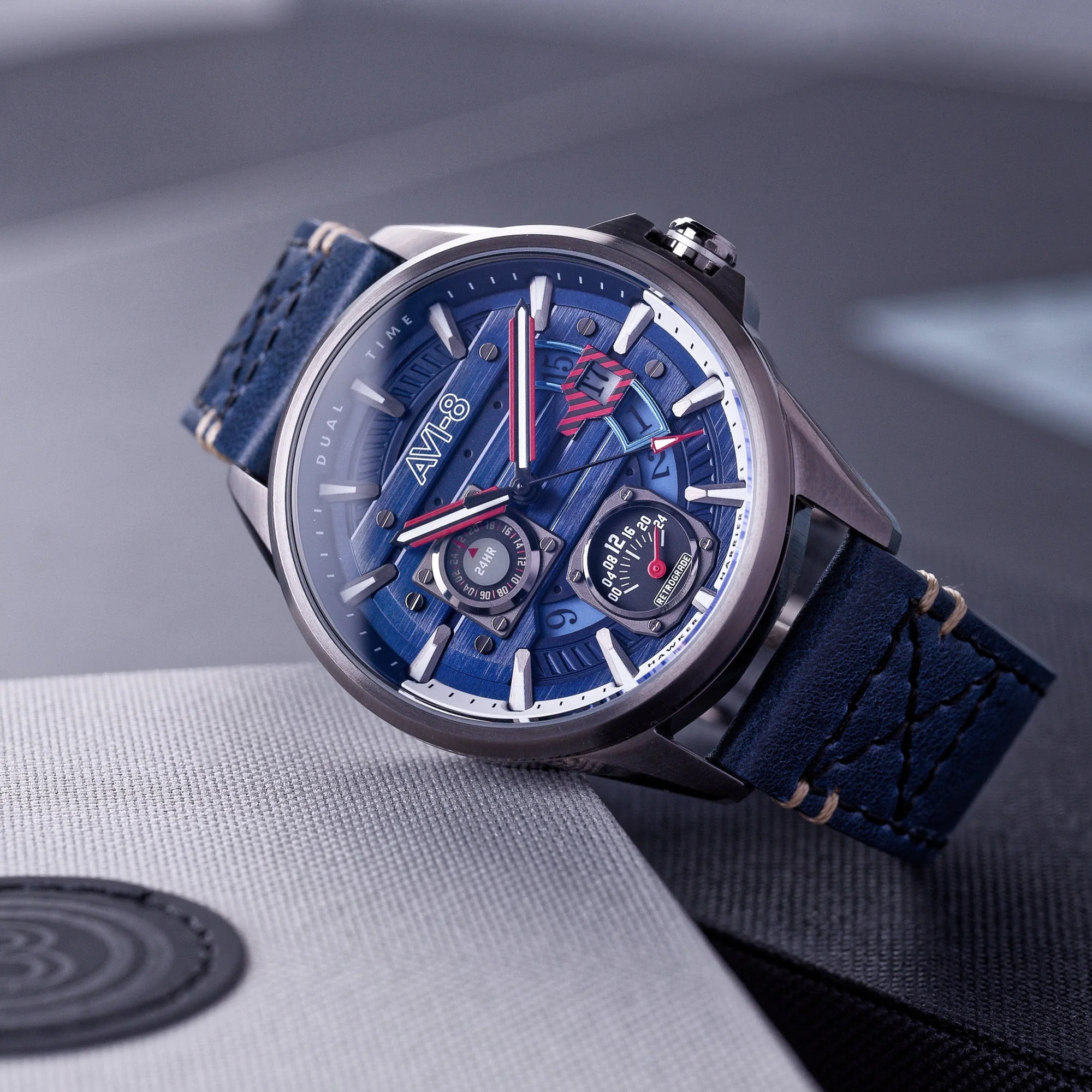 Hawker Harrier Farley Multifunction Blue / Leather | Blue Dial - Image 2