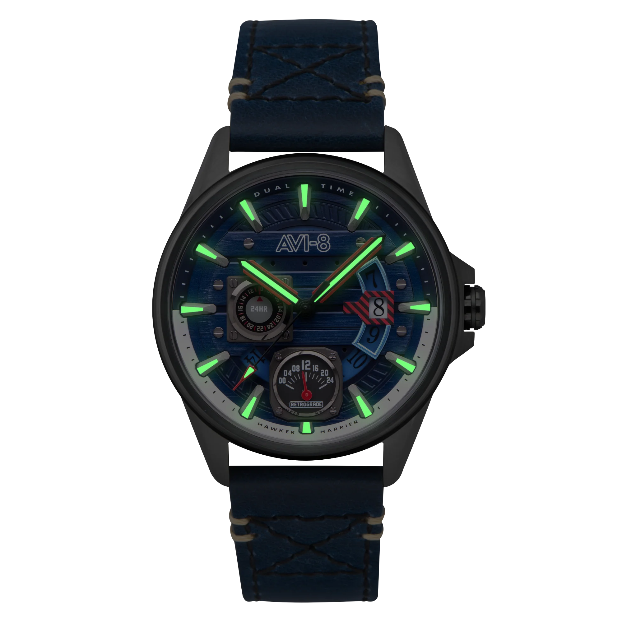 Hawker Harrier Farley Multifunction Blue / Leather | Blue Dial - Image 3