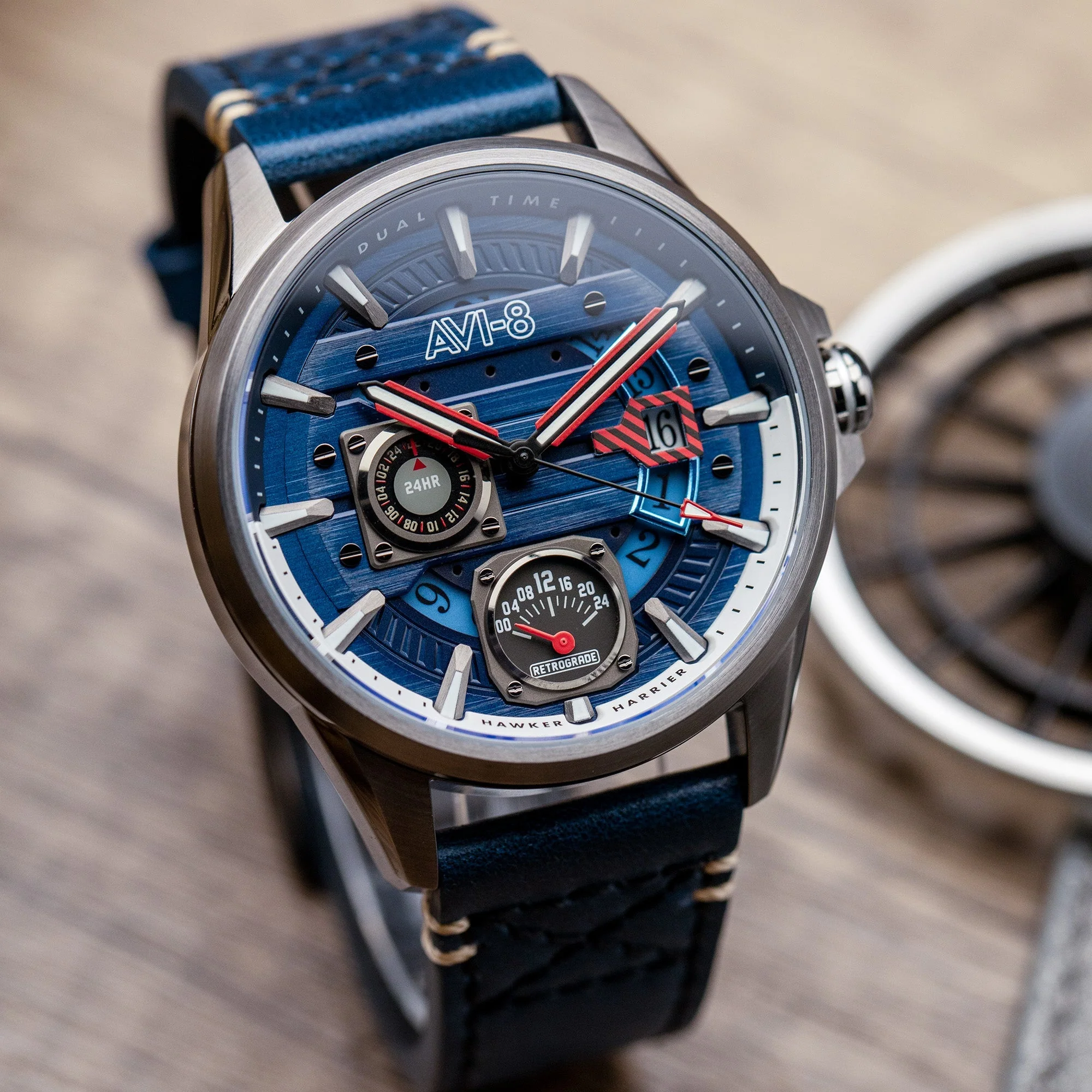 Hawker Harrier Farley Multifunction Blue / Leather | Blue Dial - Image 5