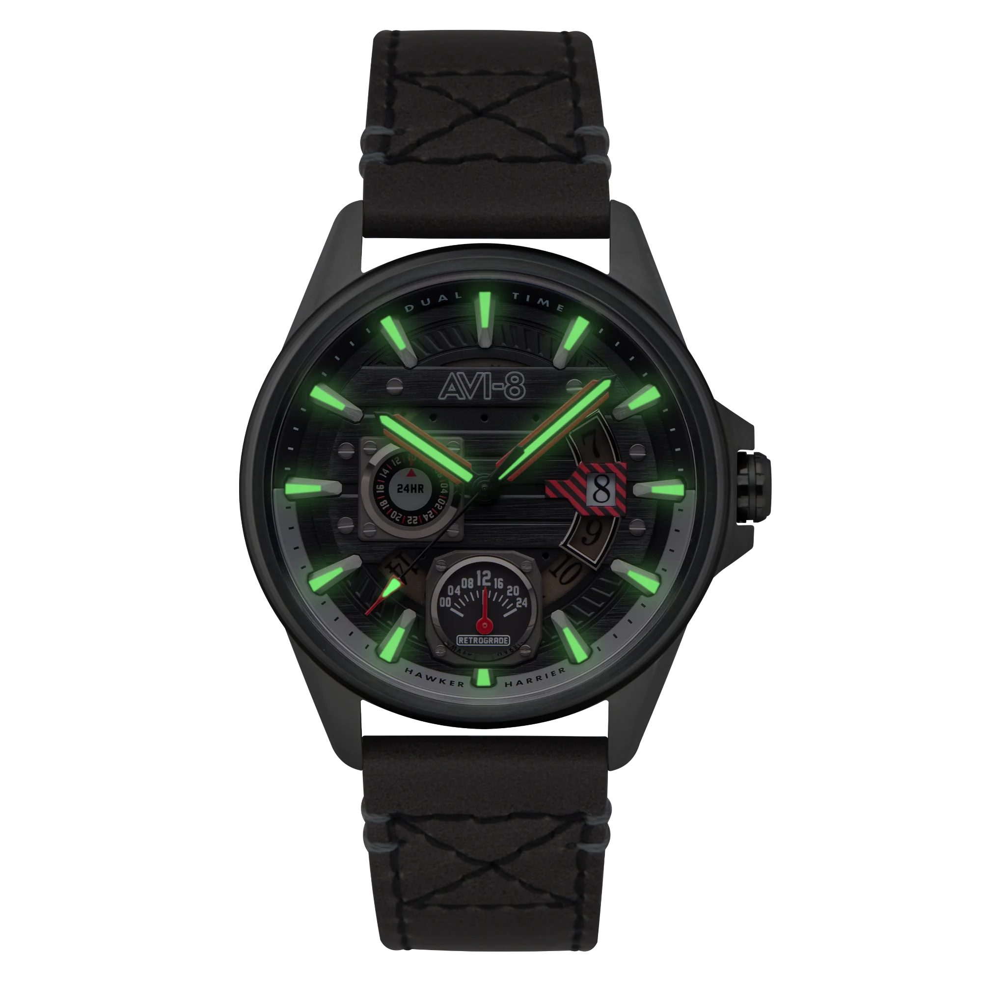 Hawker Harrier Farley Multifunction Quartz Black / Leather | Black Dial - Image 12
