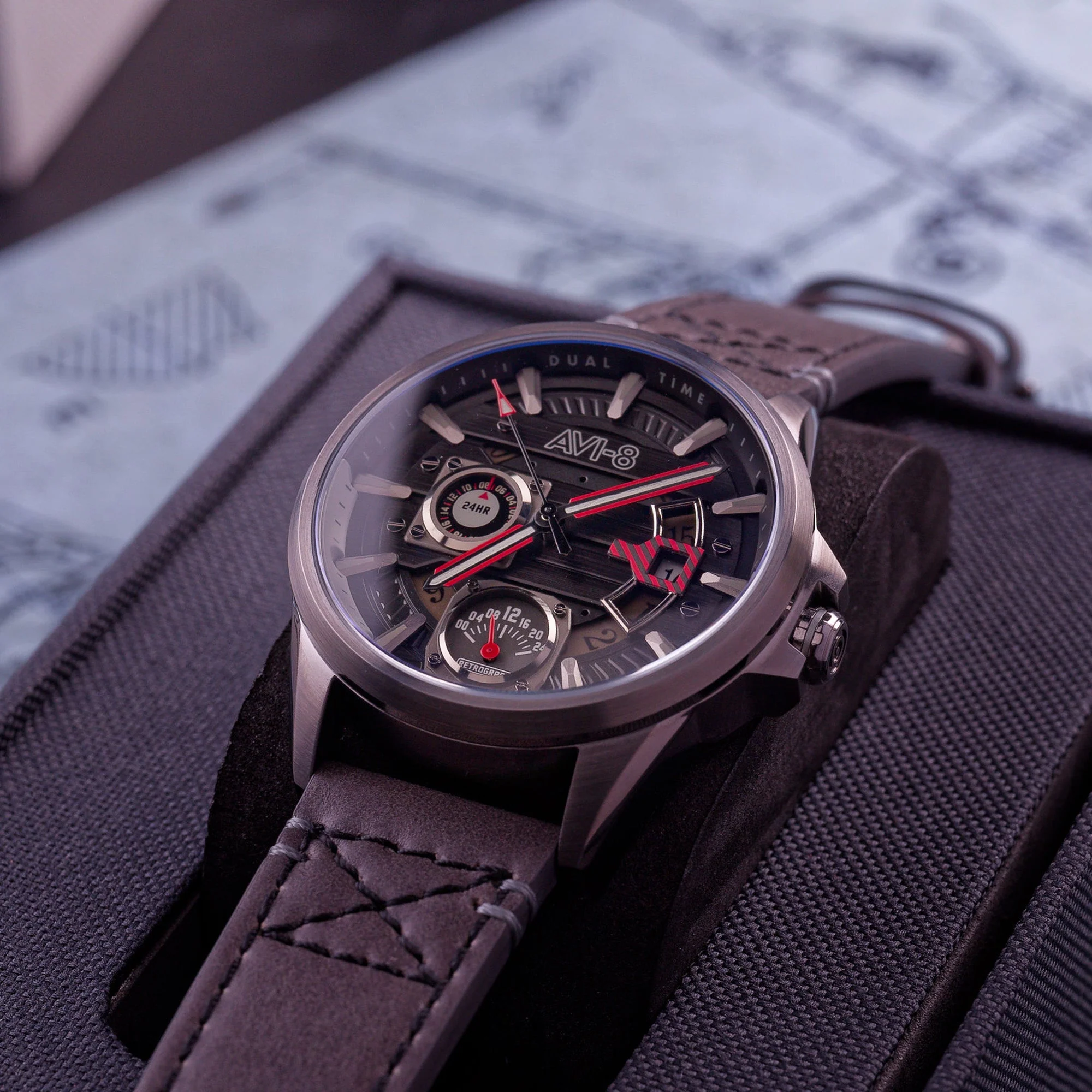 Hawker Harrier Farley Multifunction Quartz Black / Leather | Black Dial - Image 13