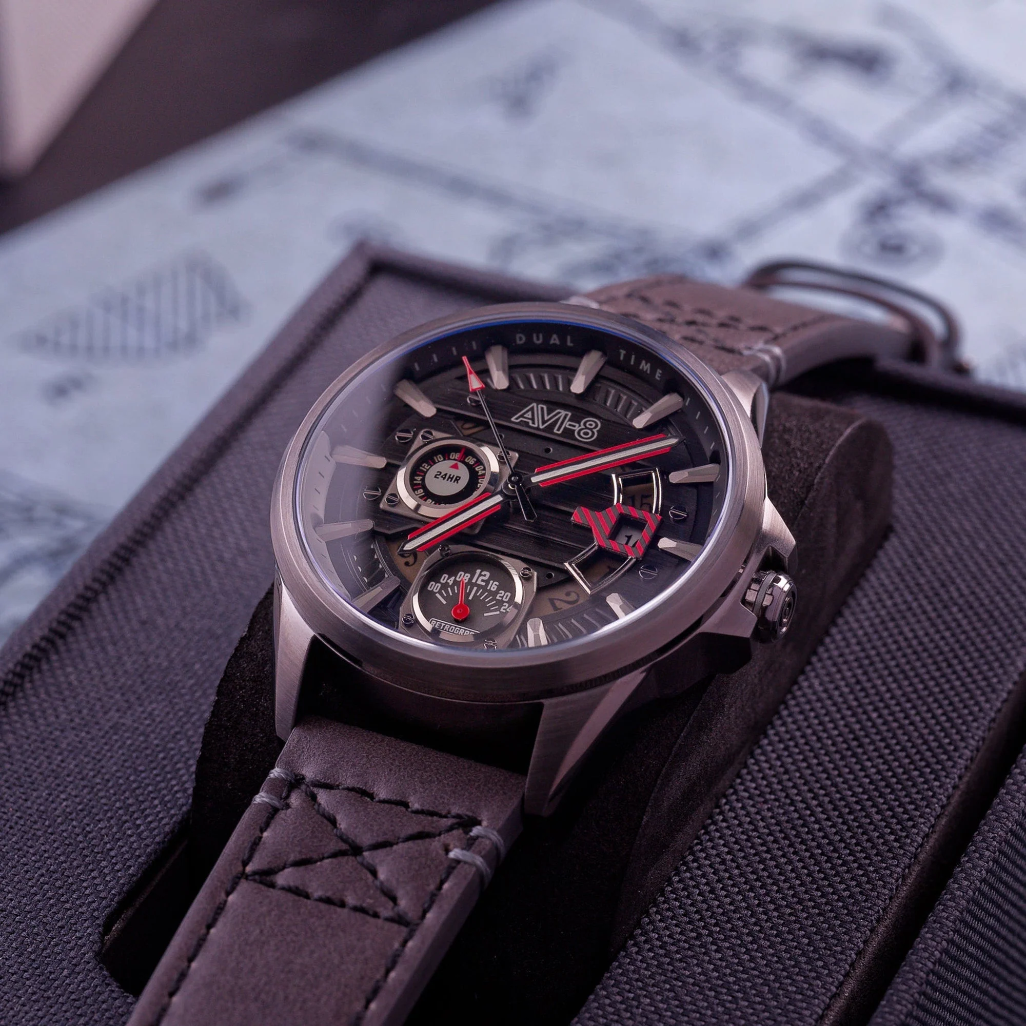 Hawker Harrier Farley Multifunction Quartz Black / Leather | Black Dial - Image 4