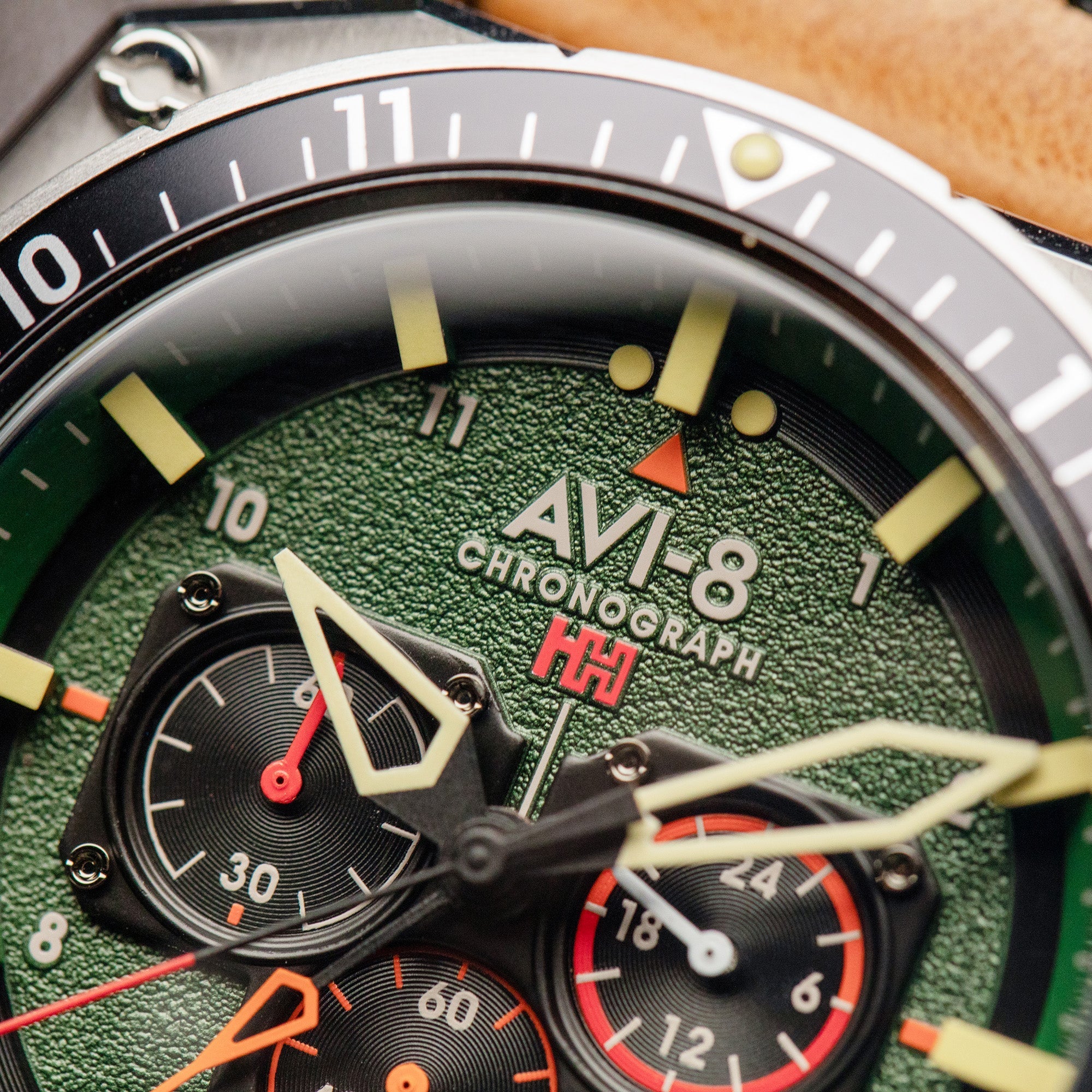 Hawker Hunter Atlas Dual Time Chronograph Green / Leather | Green Dial - Image 7