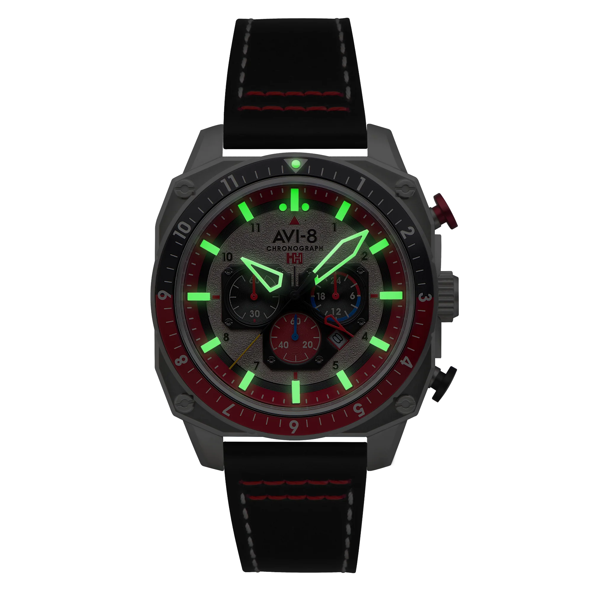 Hawker Hunter Atlas Dual Time Chronograph Gray / Leather | Gray Dial - Image 16