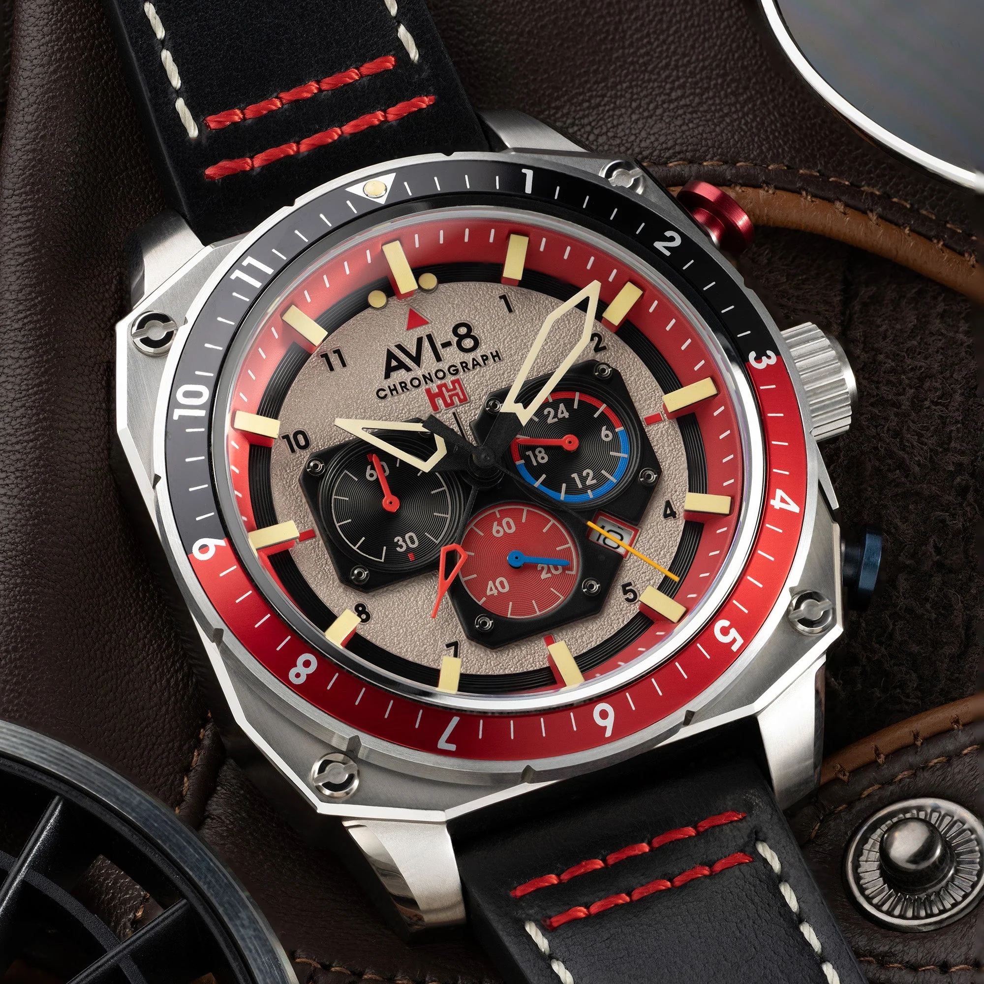 Hawker Hunter Atlas Dual Time Chronograph Gray / Leather | Gray Dial - Image 21