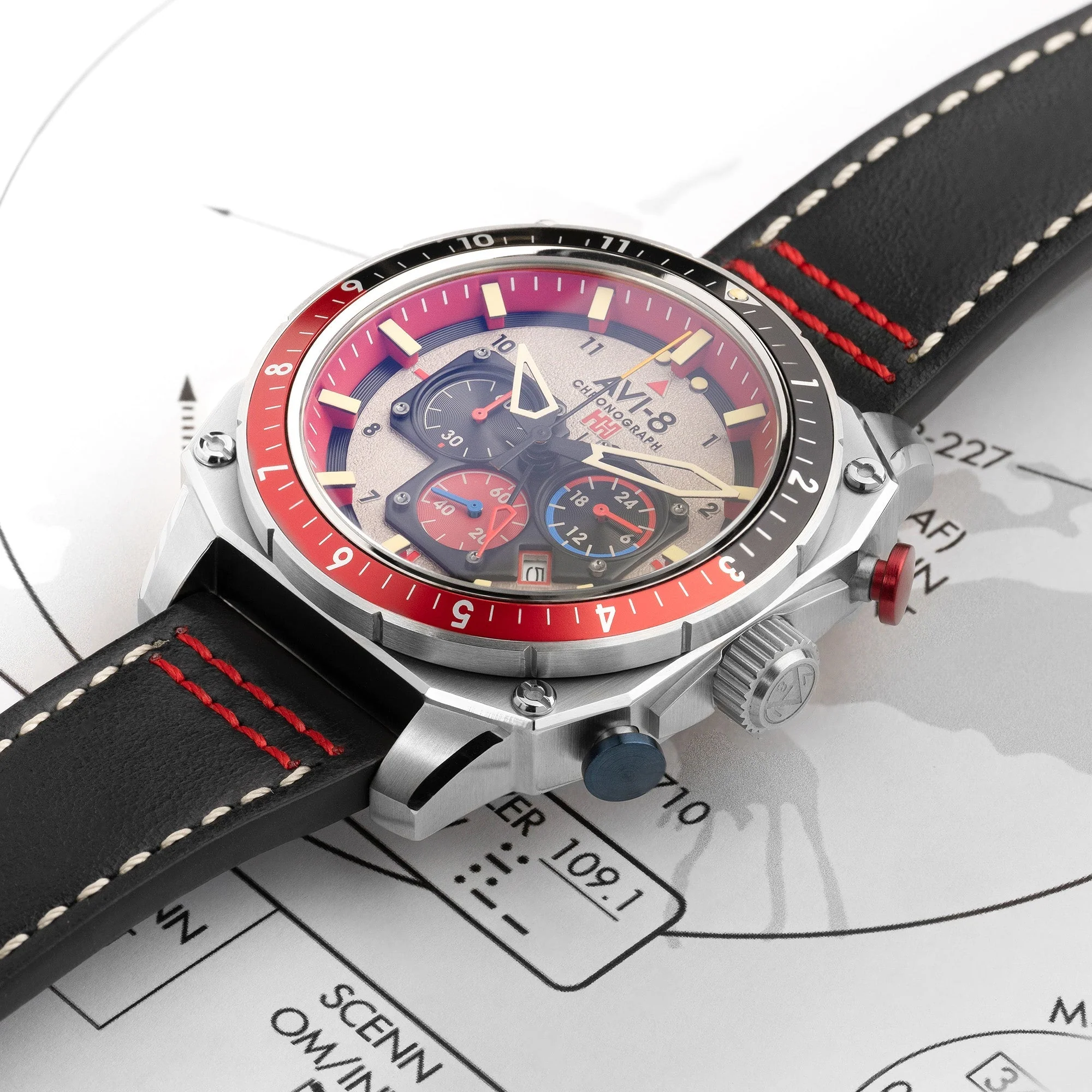 Hawker Hunter Atlas Dual Time Chronograph Gray / Leather | Gray Dial - Image 8