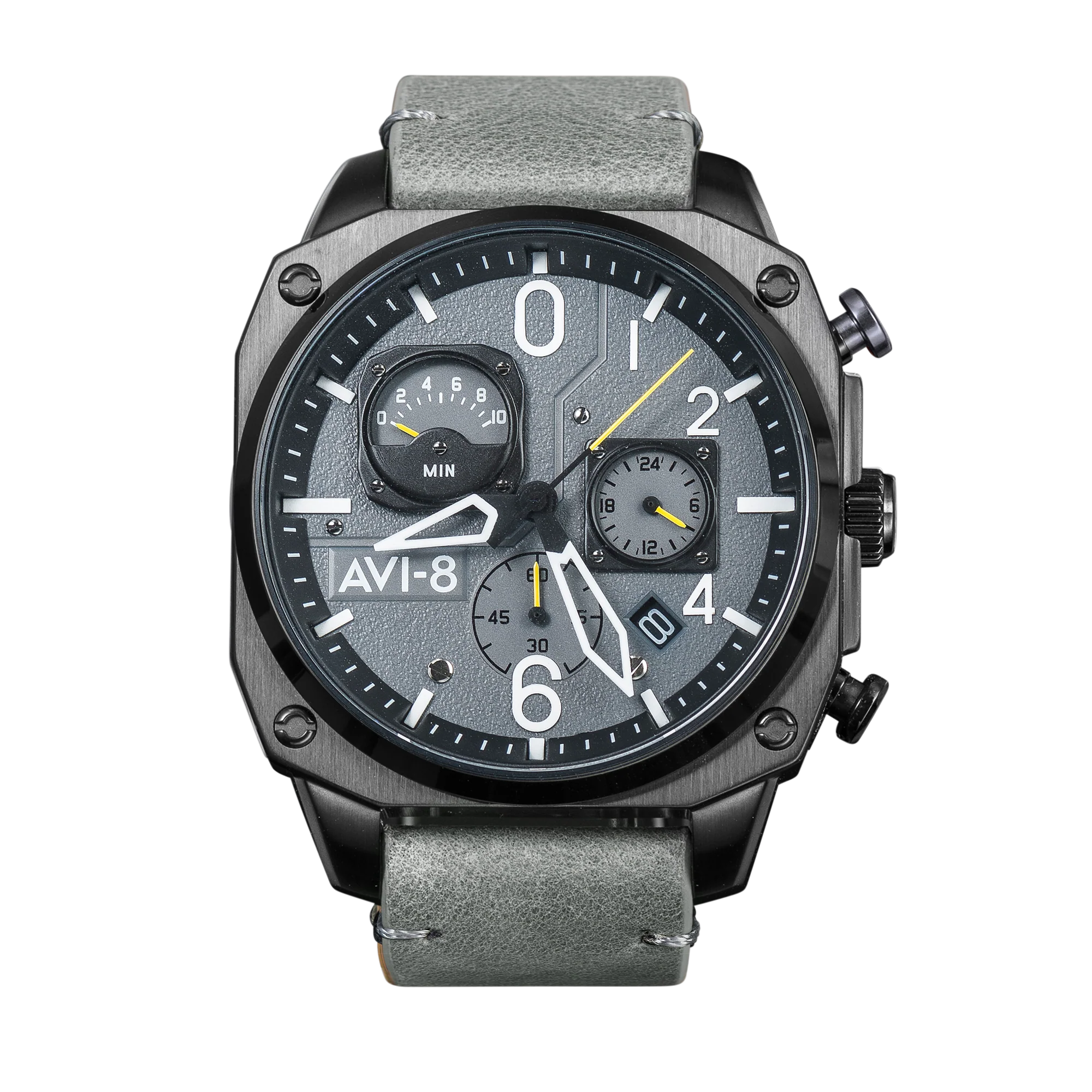 Hawker Hunter Retrograde Chronograph Gray / Leather | Gray Dial - Image 5