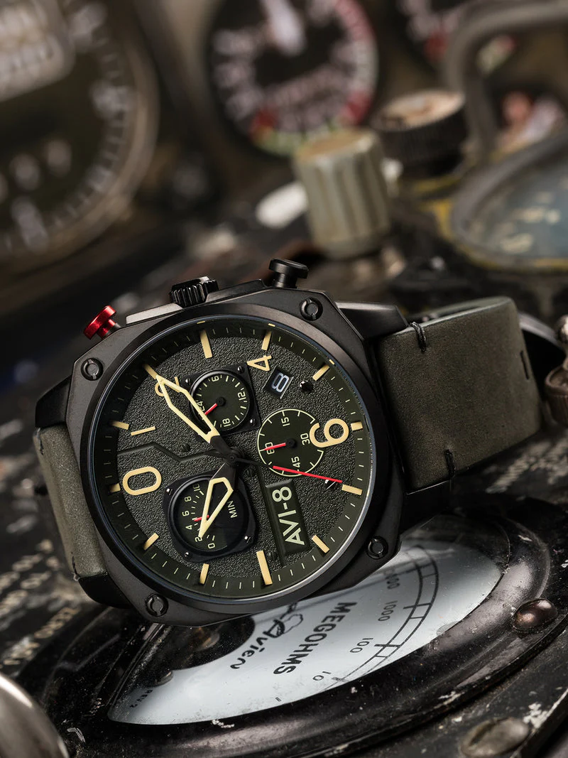 Hawker Hunter Retrograde Chronograph Green Dial / Leather | Green Dial - Image 10